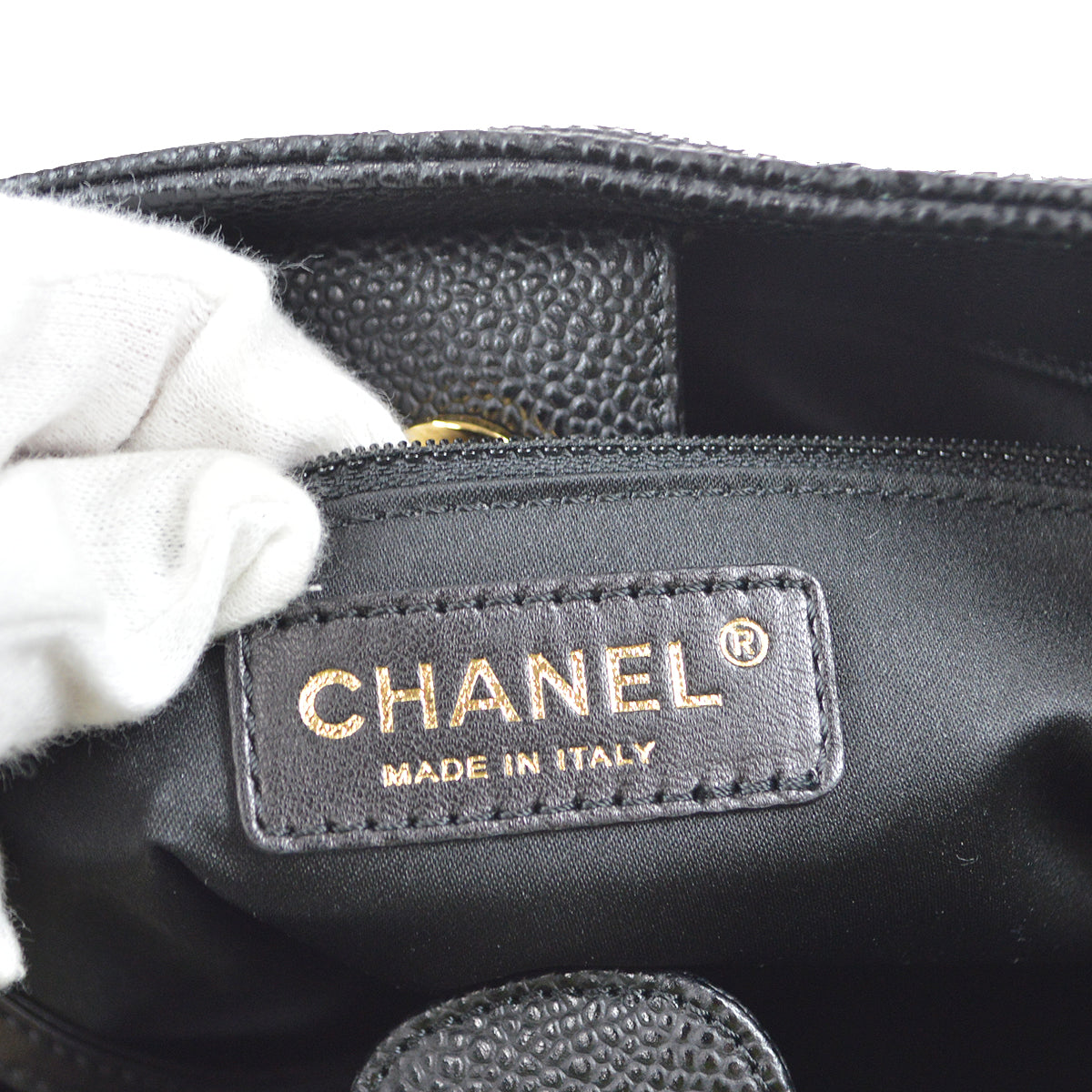 Chanel 2011 Black Caviar Petite Shopping Tote PST Chain Handbag