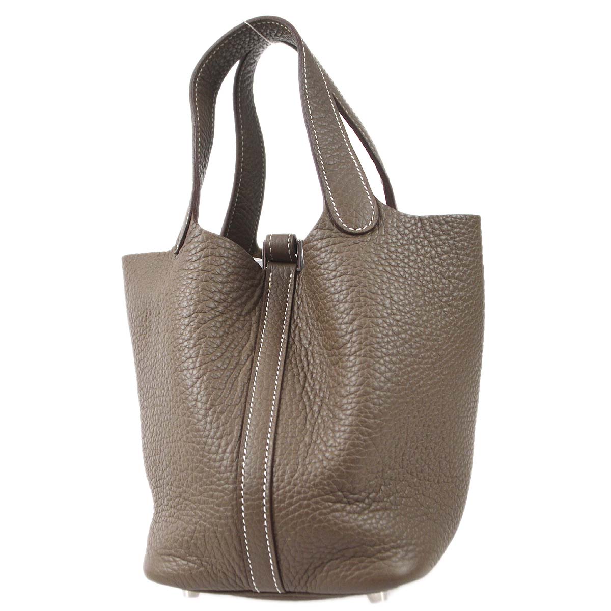 Hermes 2012 Picotin Lock PM Handbag Purse Etoupe Gray Taurillon Clemence