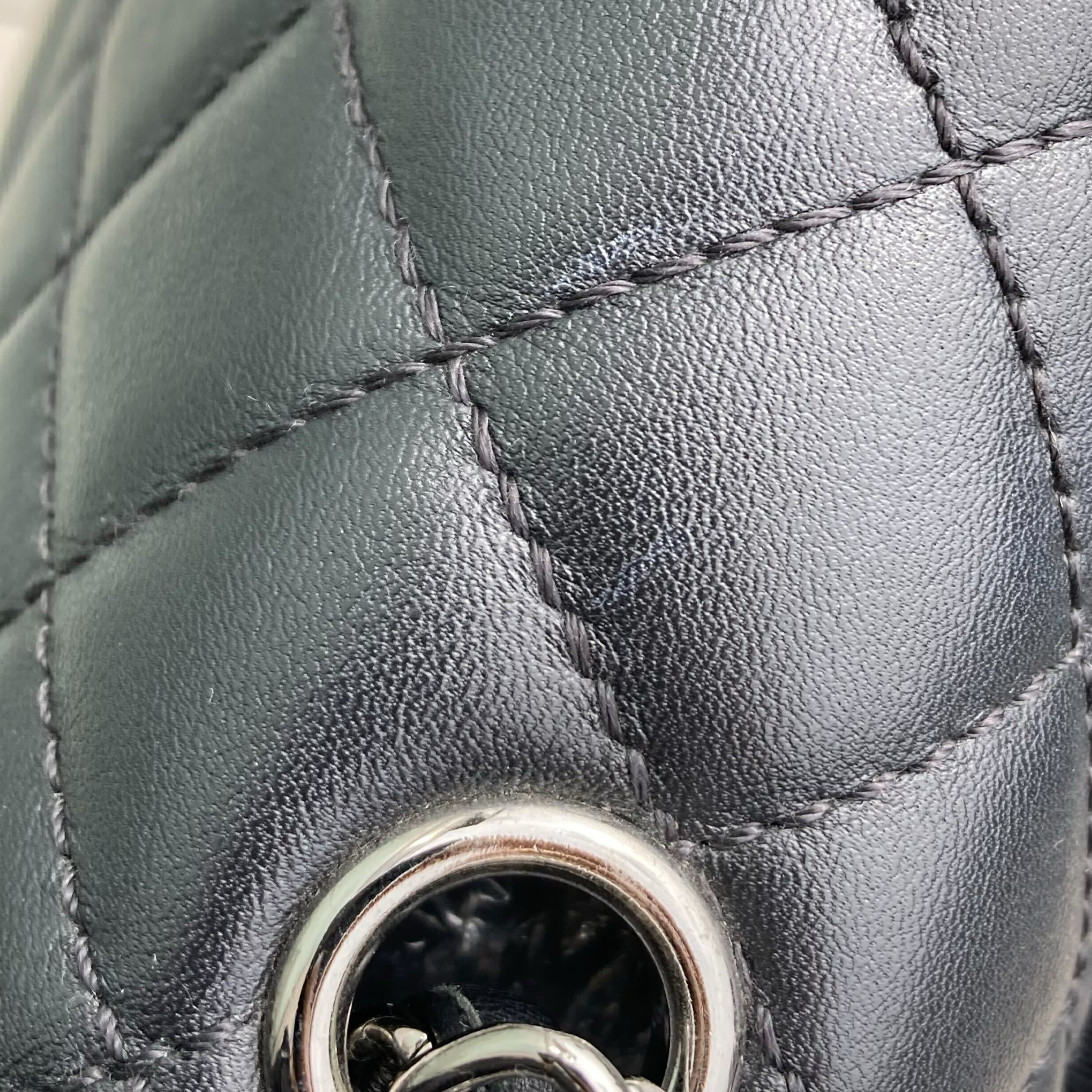 Chanel 2017 Black Lambskin Single Flap Shoulder Bag