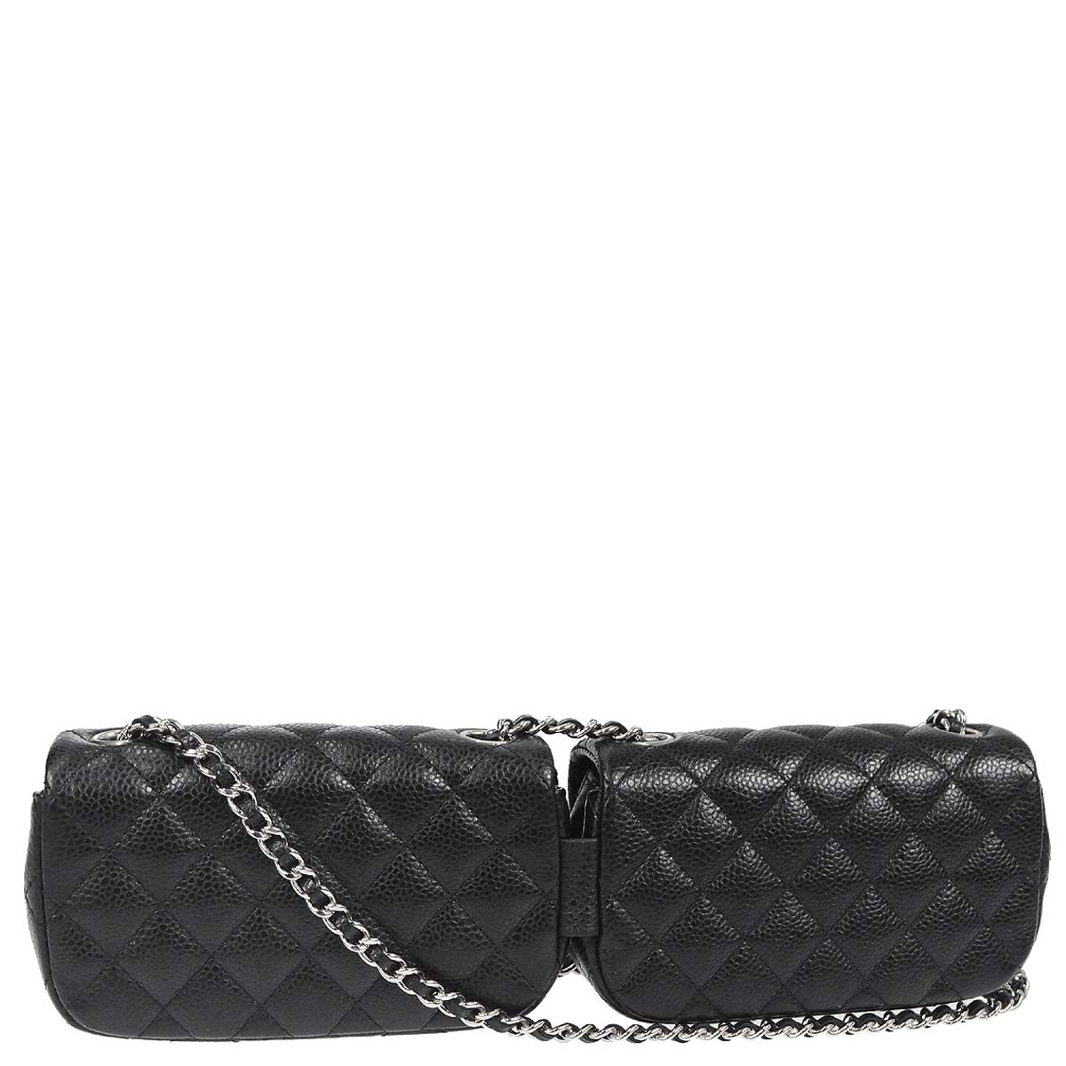 Chanel 2011 Black Caviar Twin Classic Flap Shoulder Bag