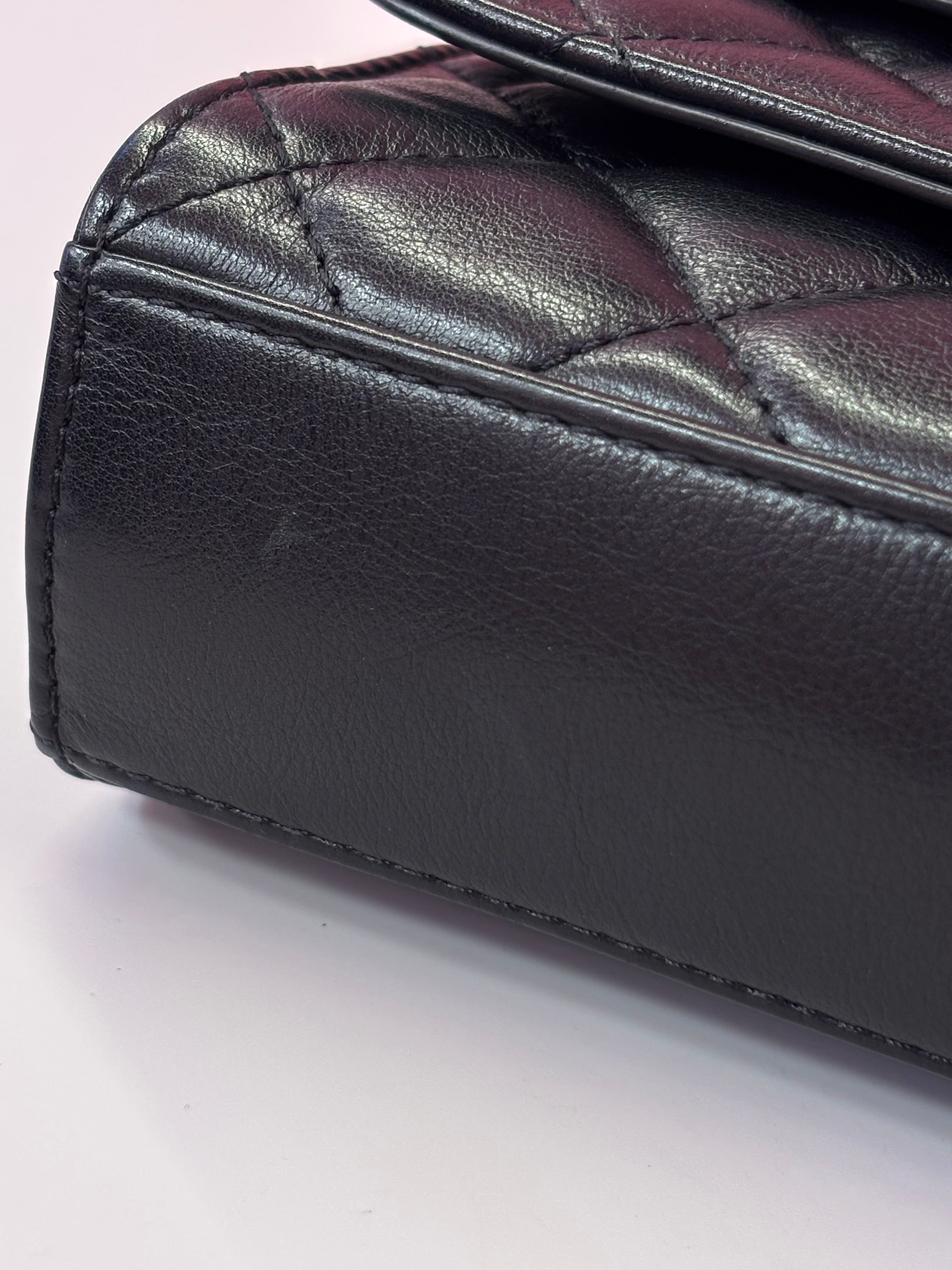 Chanel 2019 Black Lambskin Triple Flap Shoulder Bag