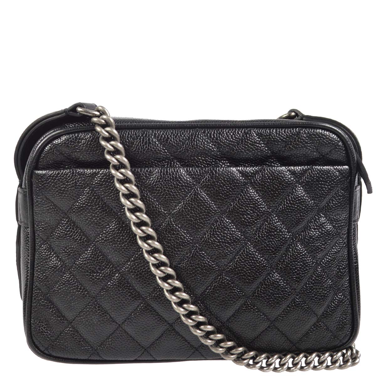 Chanel 2016-2017 Black Caviar Single Chain Shoulder Bag