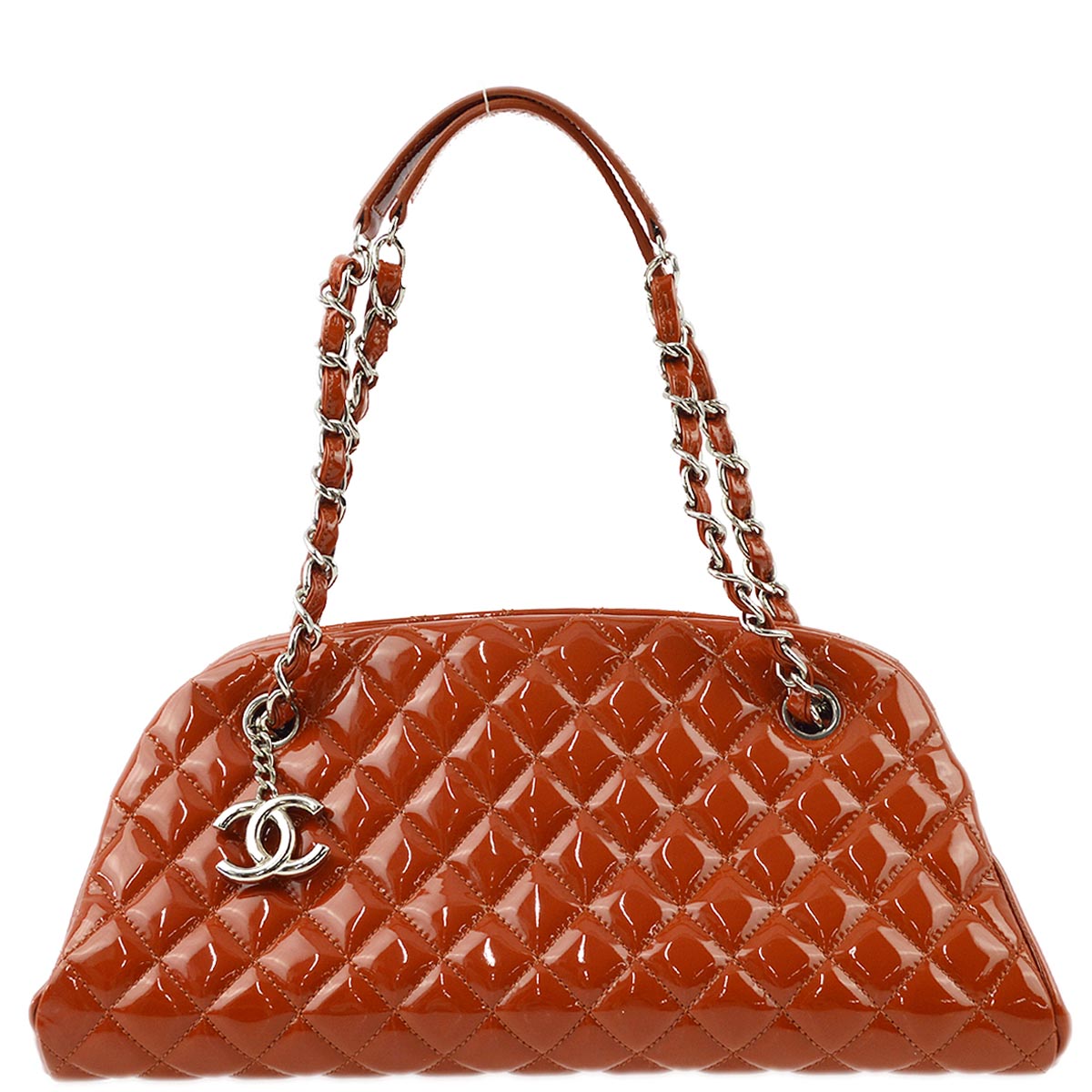 Chanel 2010-2011 Brown Patent Leather Double Chain Shoulder Bag