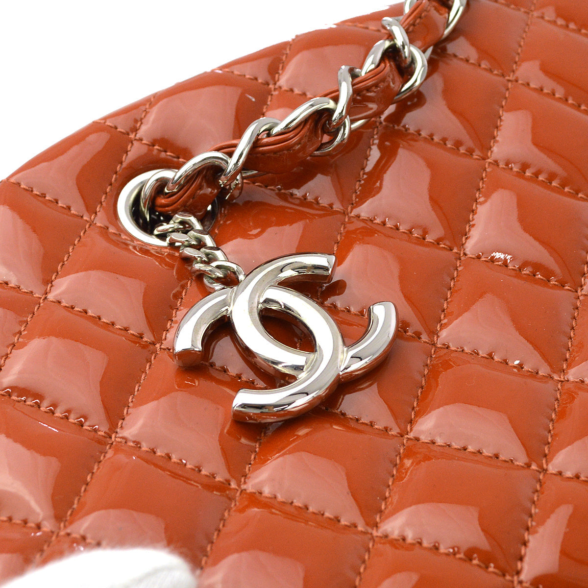 Chanel 2010-2011 Brown Patent Leather Double Chain Shoulder Bag