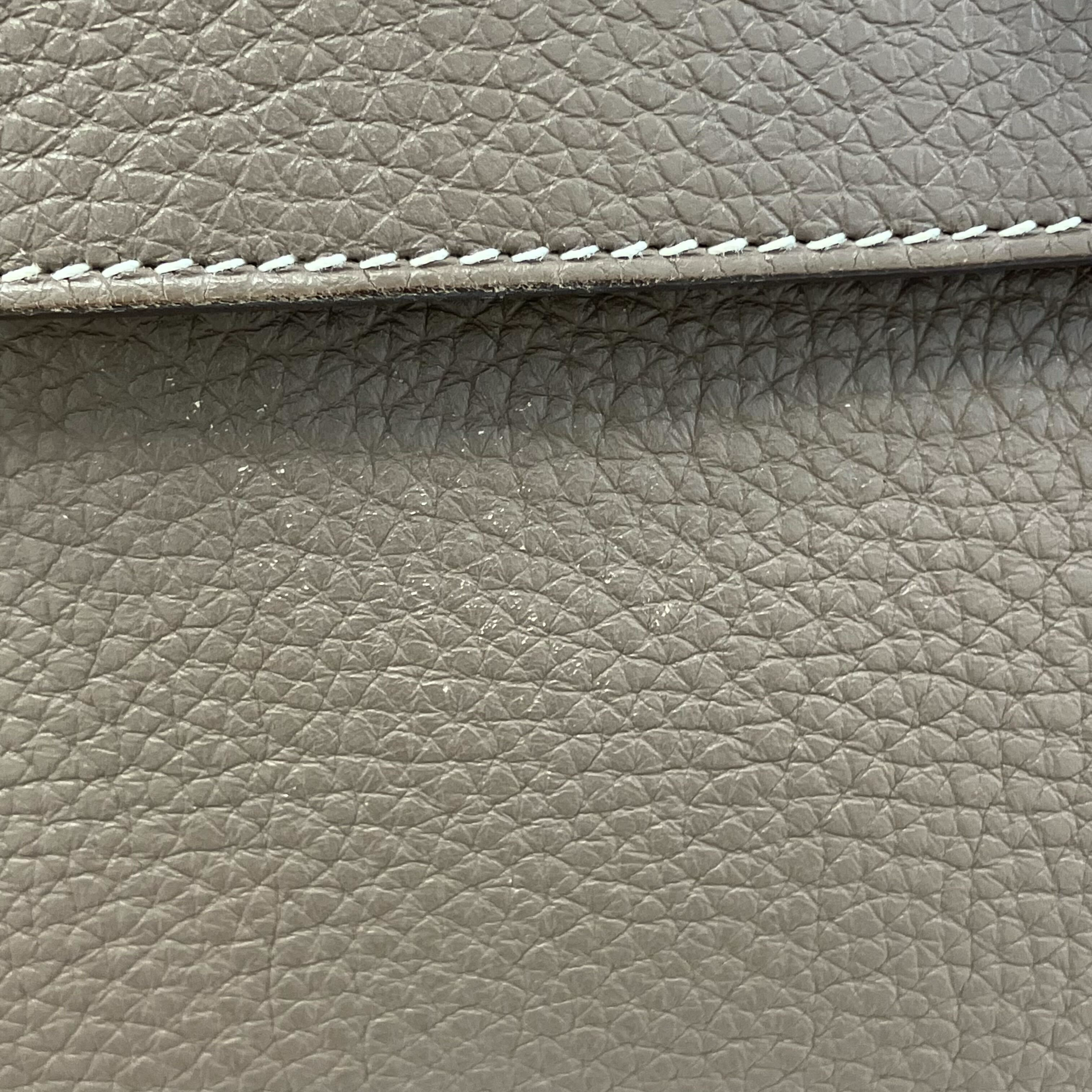 Hermes Etoupe Gray Togo Shoulder Kelly Handbag