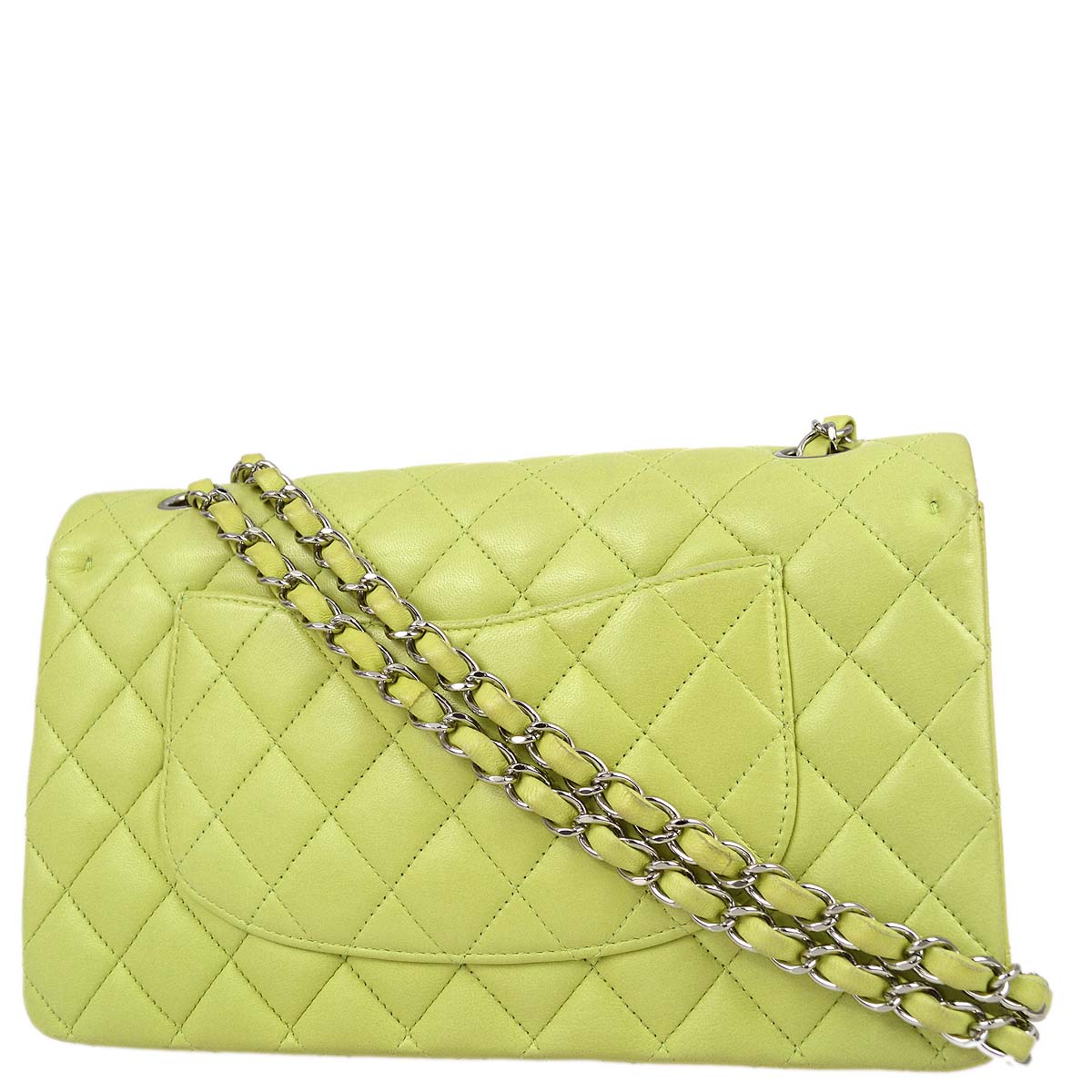 Chanel * 2011 Light Green Lambskin Medium Classic Double Flap Shoulder Bag