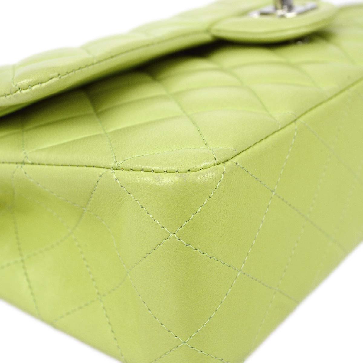 Chanel * 2011 Light Green Lambskin Medium Classic Double Flap Shoulder Bag