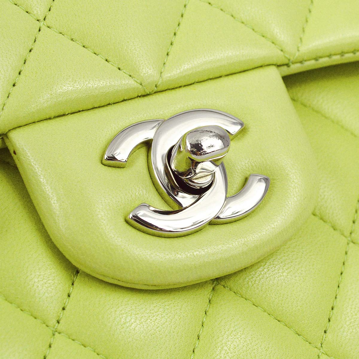 Chanel * 2011 Light Green Lambskin Medium Classic Double Flap Shoulder Bag