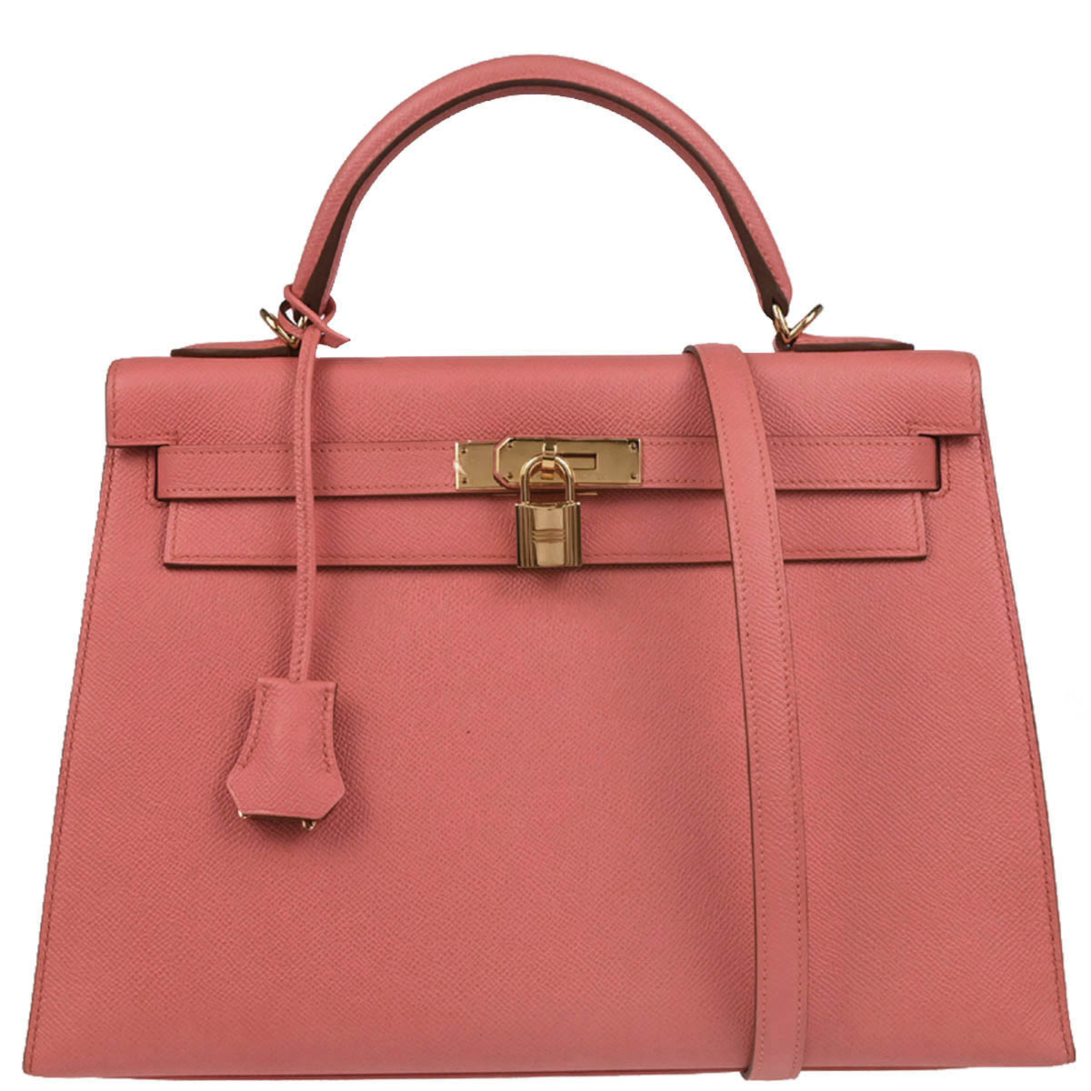 Hermes 2014 Rouge Pivoine Epsom Kelly 32 Sellier 2way Shoulder Handbag