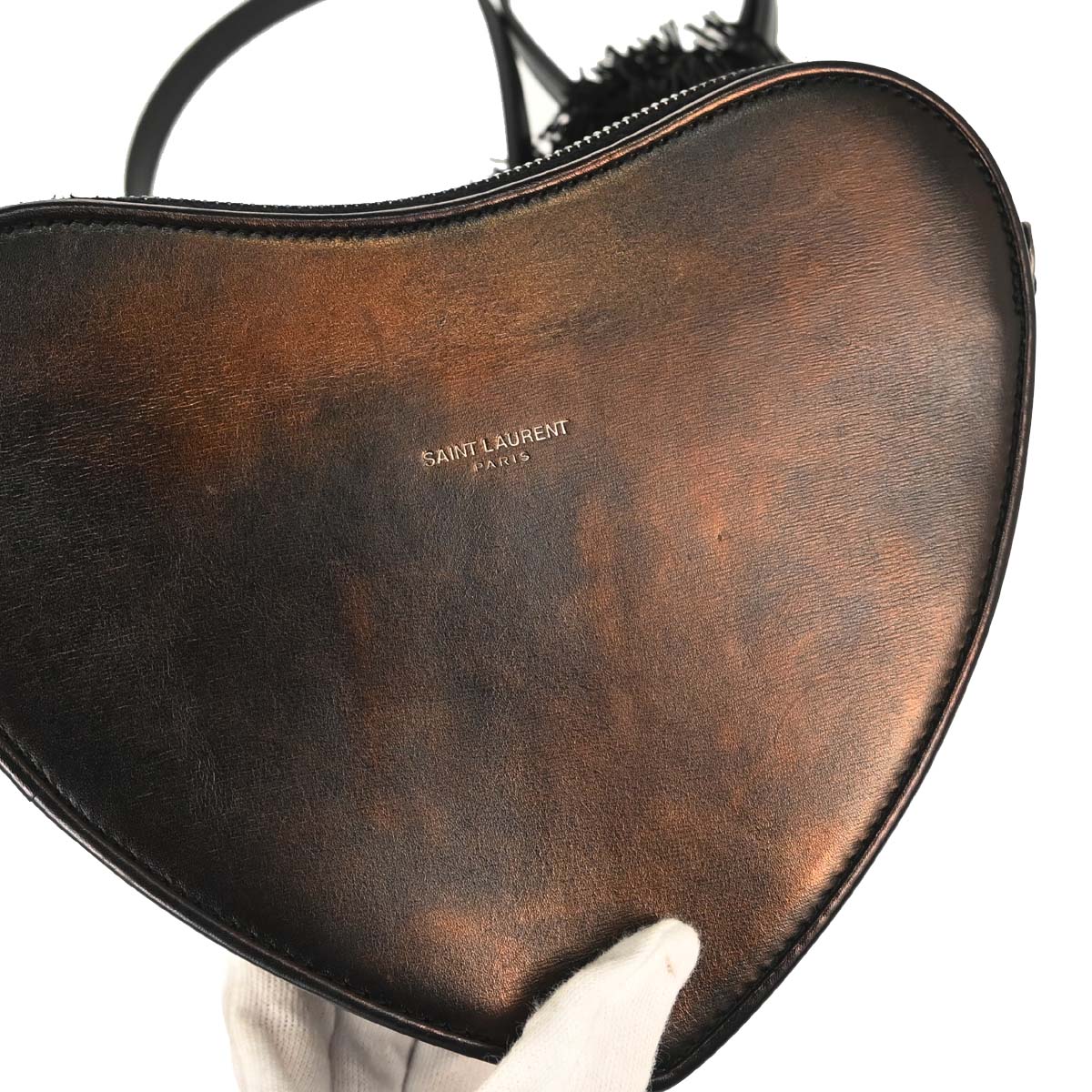 Saint Laurent Black Leather Love Heart Shoulder Bag
