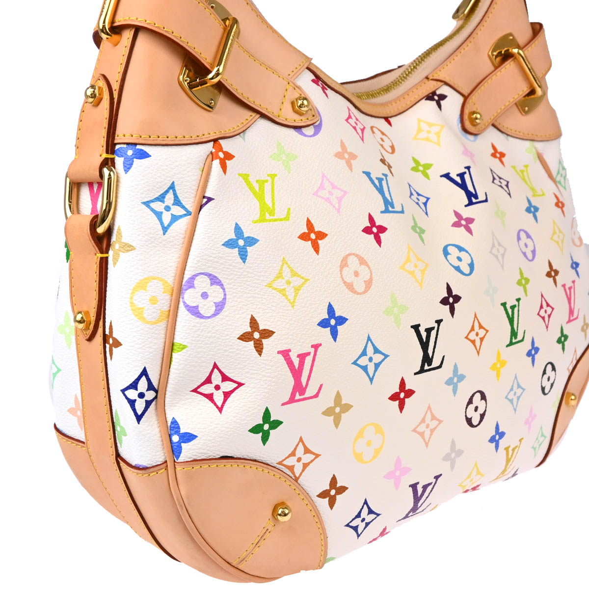 Louis Vuitton 2010 White Monogram Multicolor Greta Handbag M40195