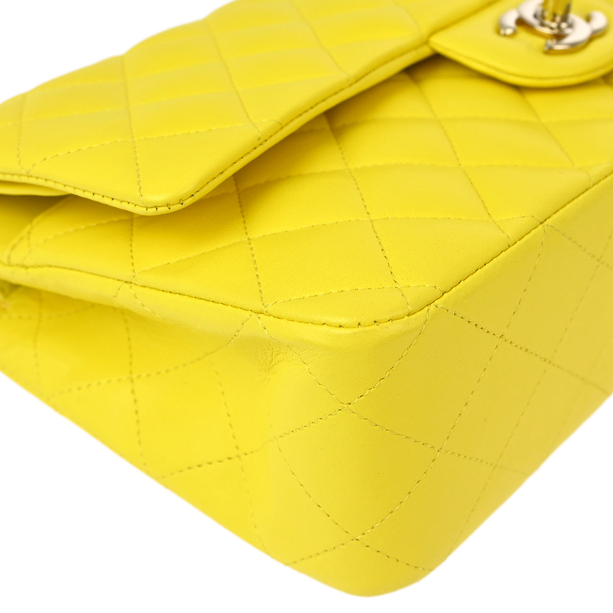 Chanel 2011 Yellow Lambskin Medium Classic Double Flap Shoulder Bag