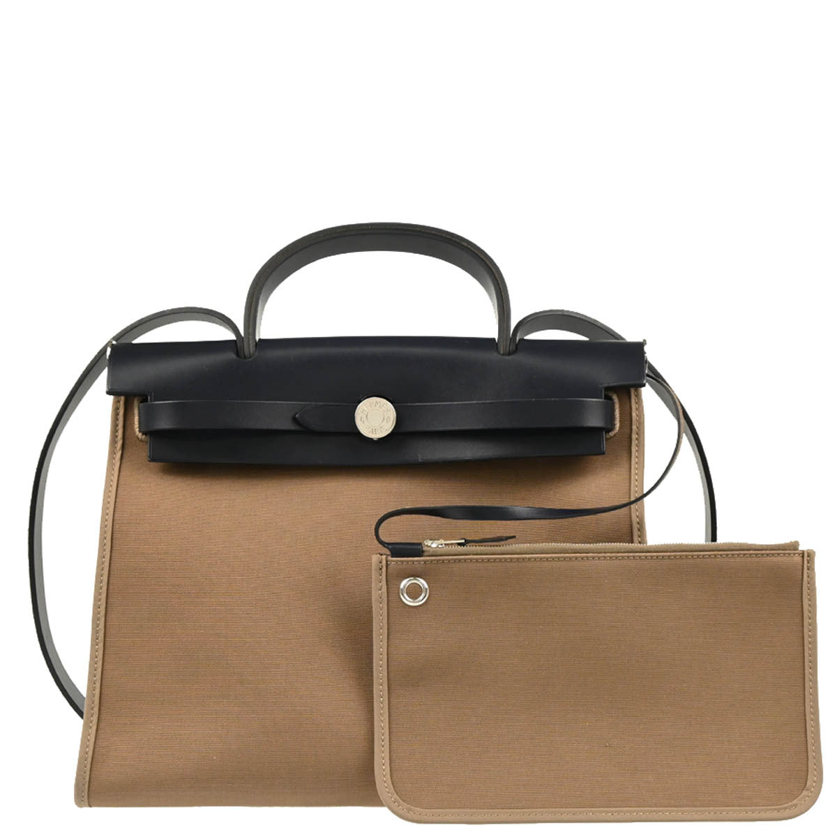 Hermes Brown Black Officier Herbag Zip PM 2 in 1 Tote Bag