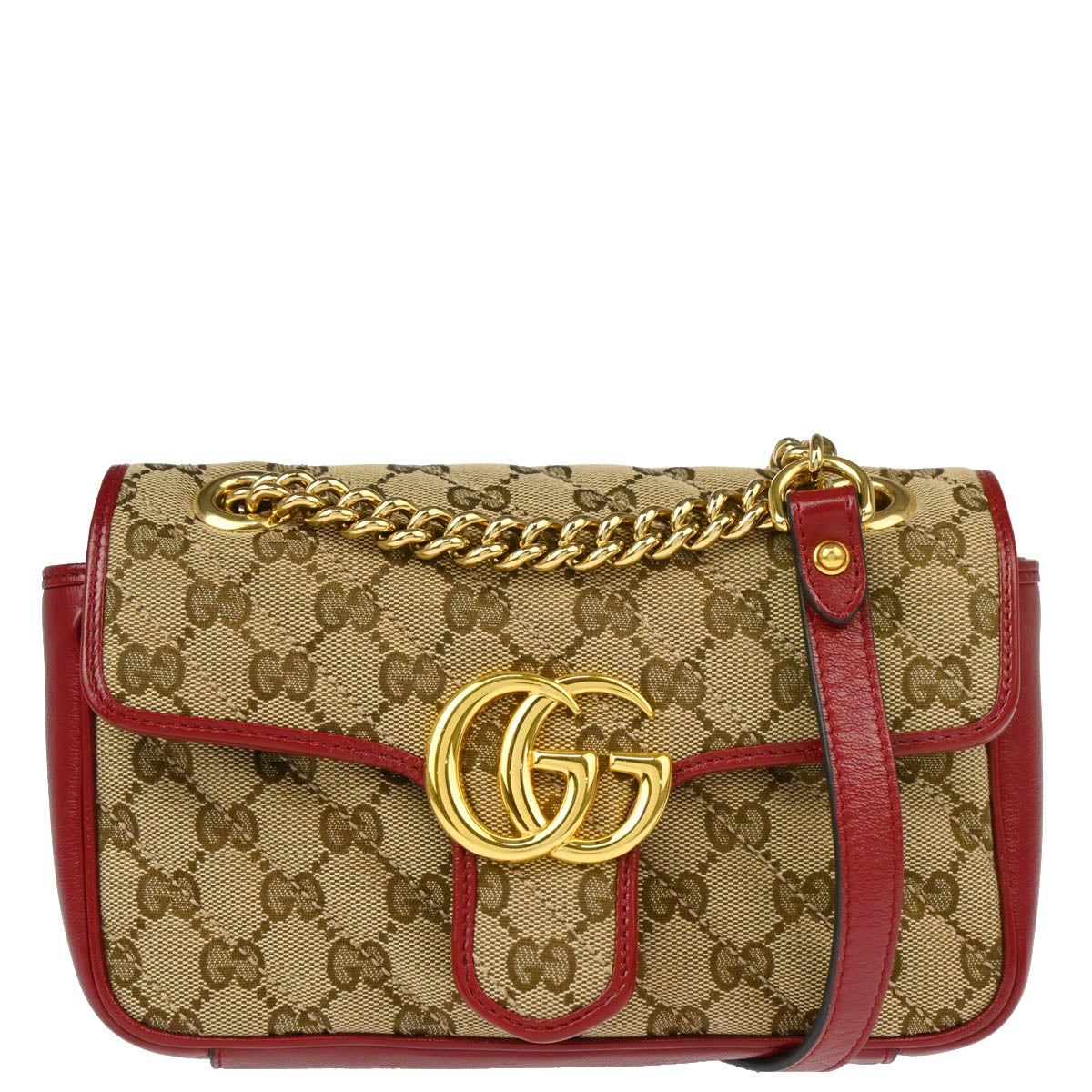 Gucci 2020 Beige Red Marmont GG Shoulder Bag