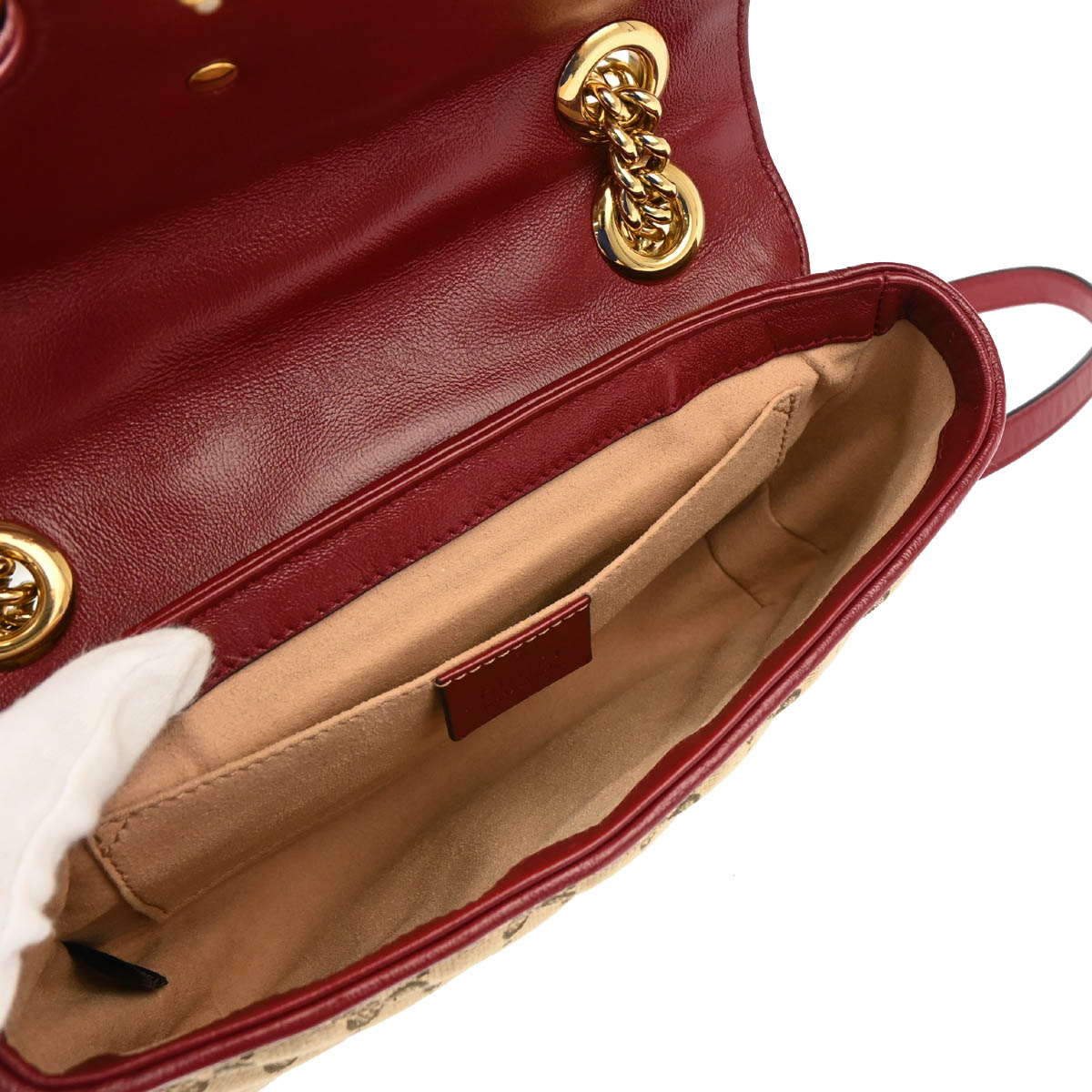 Gucci 2020 Beige Red Marmont GG Shoulder Bag