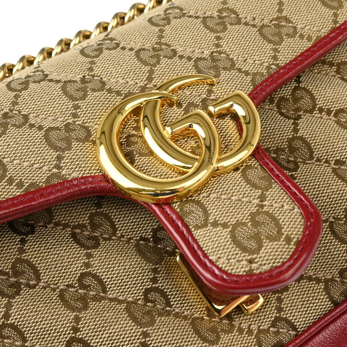 Gucci 2020 Beige Red Marmont GG Shoulder Bag