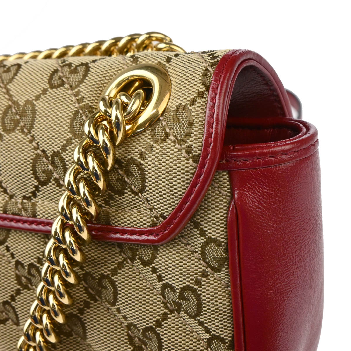 Gucci 2020 Beige Red Marmont GG Shoulder Bag