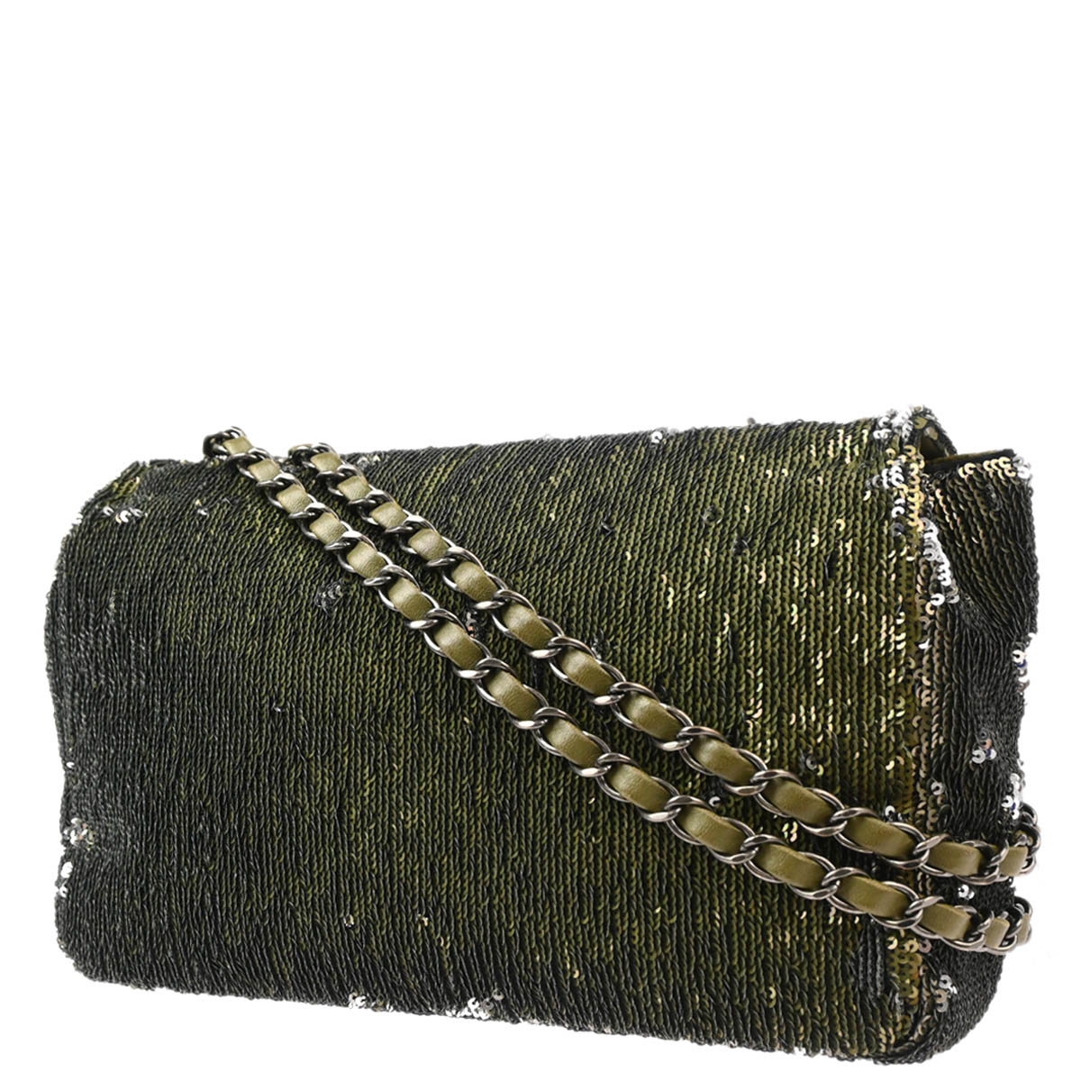 Chanel 2017 Green Sequins Paris-Cuba Single Flap Shoulder Bag