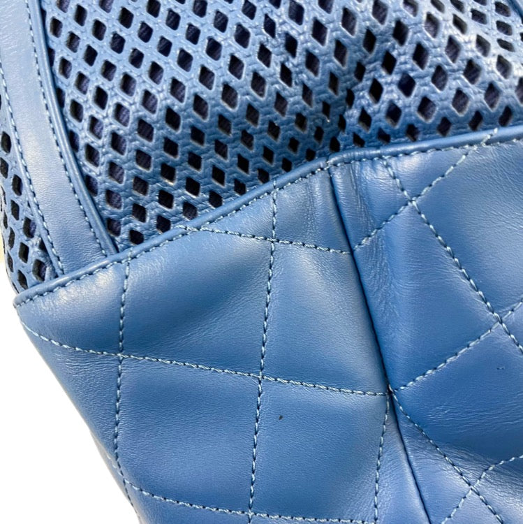 Chanel 2012-2013 Blue Perforated Calfskin Up In The Air Tote Chain Handbag