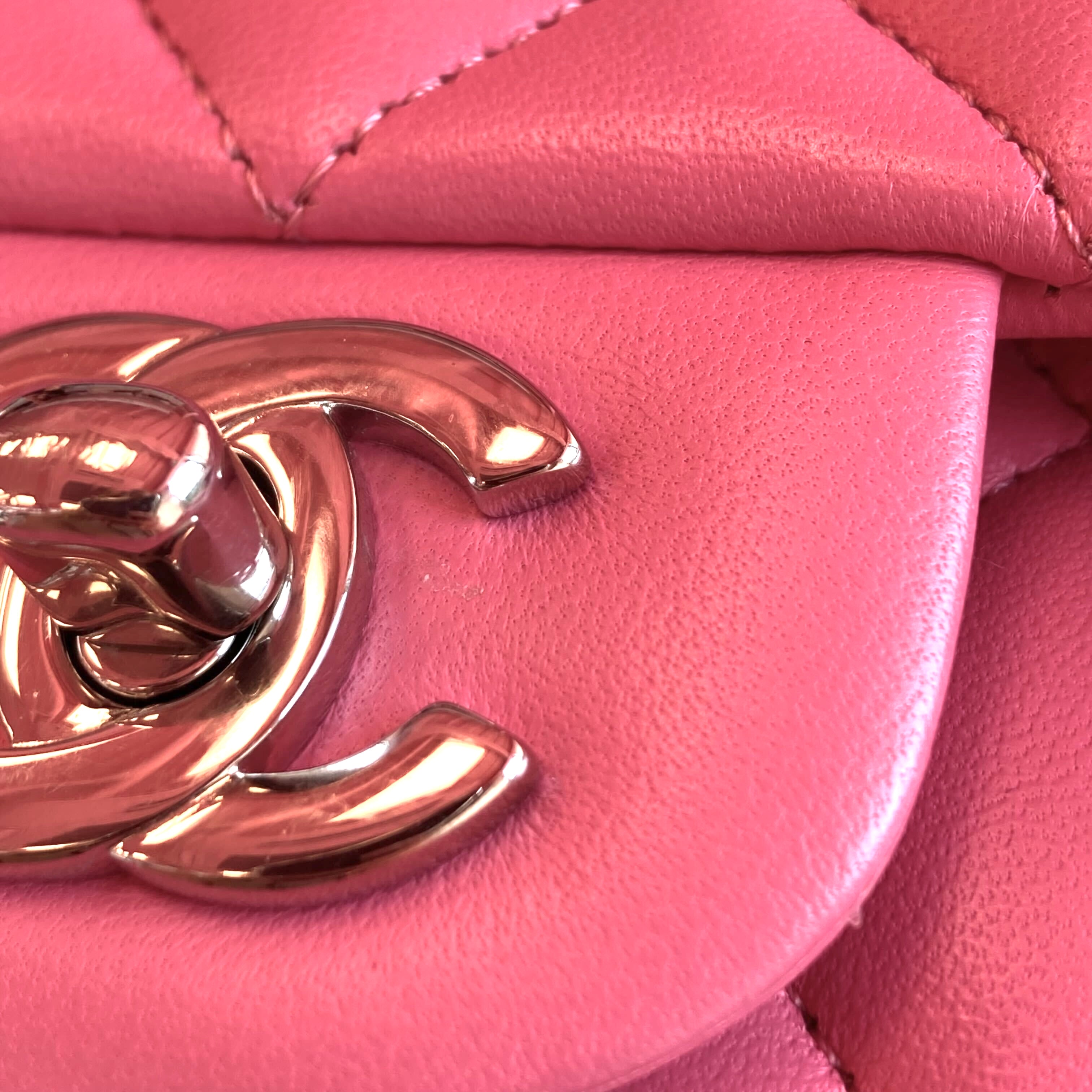 Chanel 2019 Pink Lambskin Medium Classic Double Flap Shoulder Bag