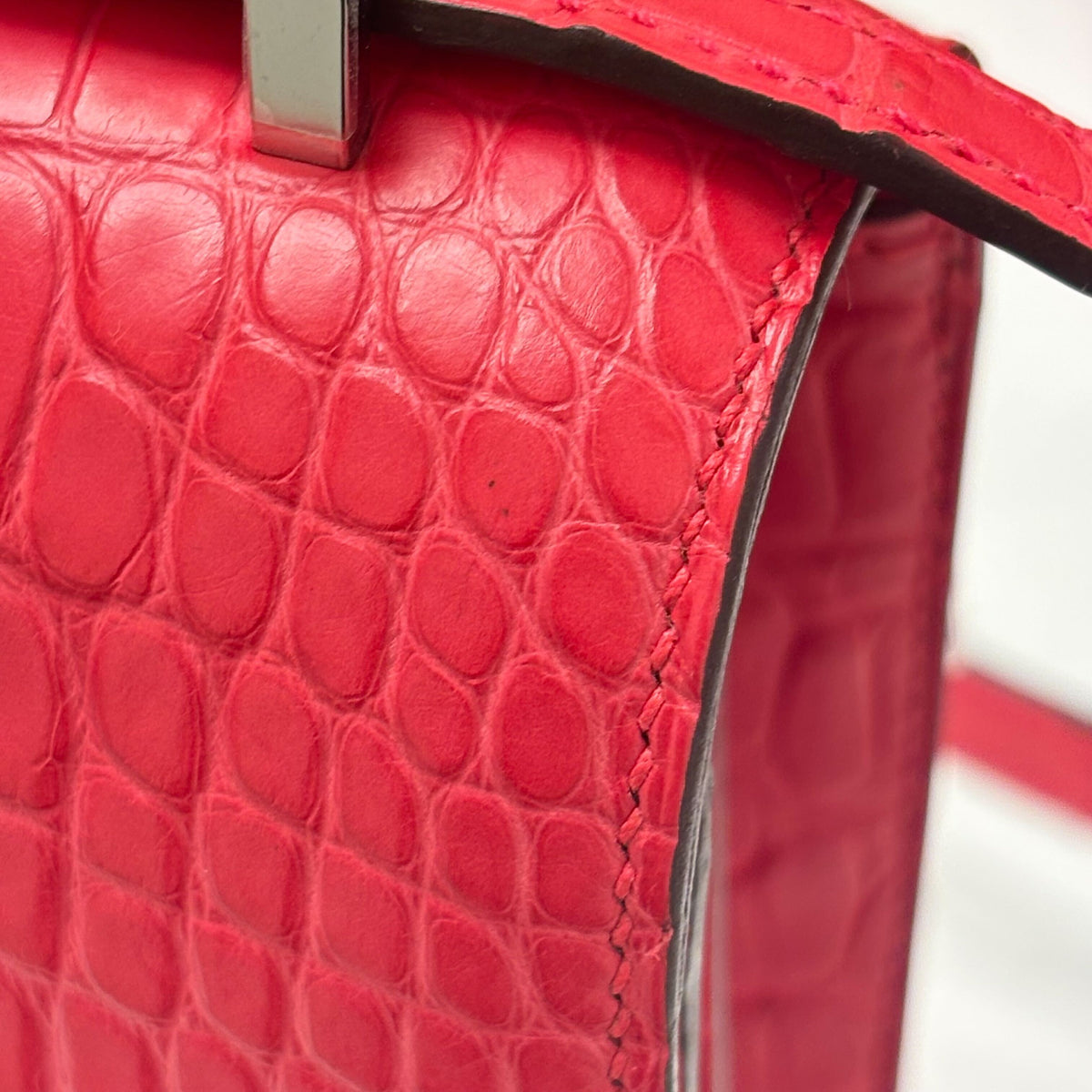 Hermes * Rose Extreme Alligator Constance 18 Shoulder Bag