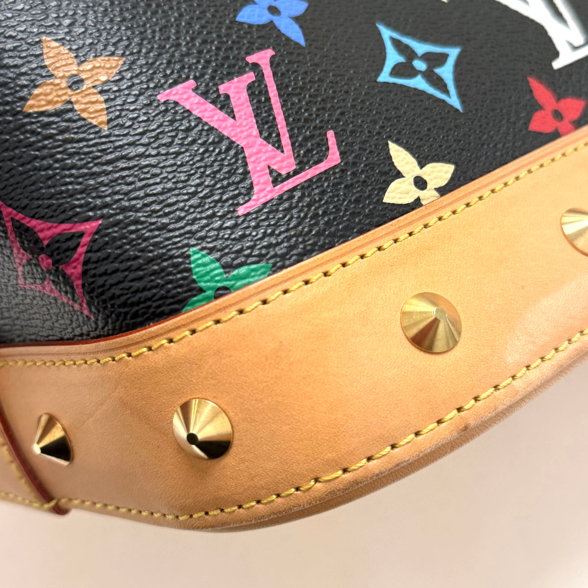 Louis Vuitton Black Monogram Multicolor Alma GM Handbag M40442