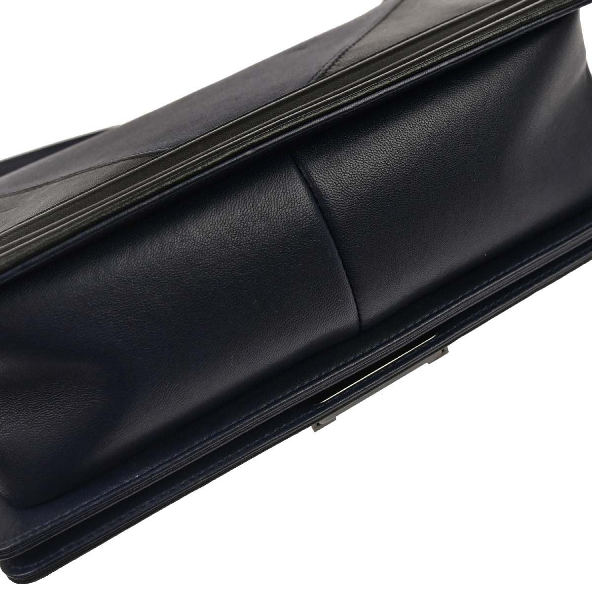 Boy Chanel 2017 Navy Black Lambskin Medium Shoulder Bag