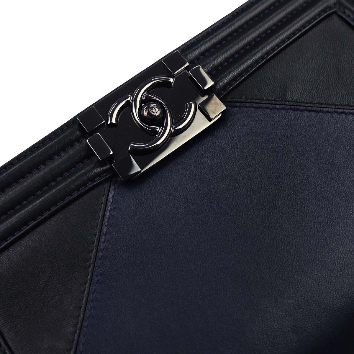 Boy Chanel 2017 Navy Black Lambskin Medium Shoulder Bag