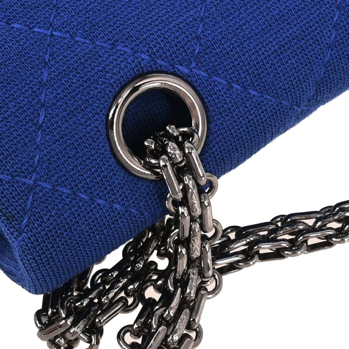 Chanel 2012-2013 Blue Cotton 2.55 Classic Flap Shoulder Bag