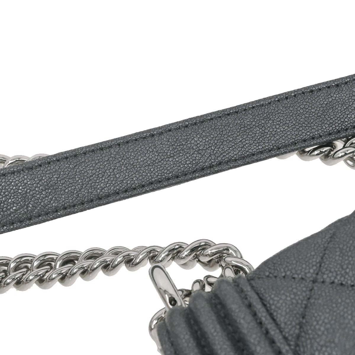 Boy Chanel 2019 Metallic Silver Caviar Skin North South Boy Flap Shoulder Bag