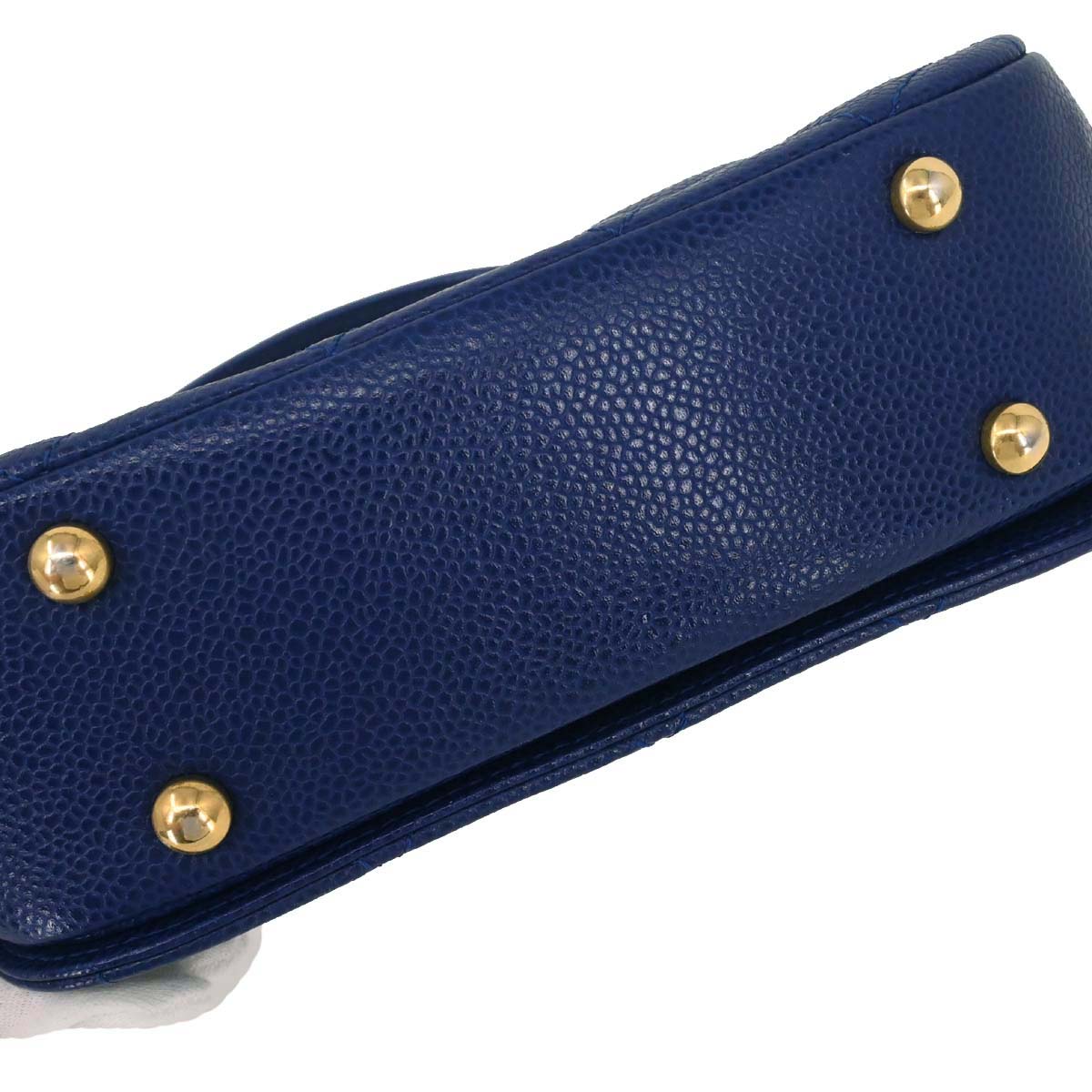 Chanel 2017-2018 Blue Caviar Skin Coco Handle 2way Shoulder Handbag