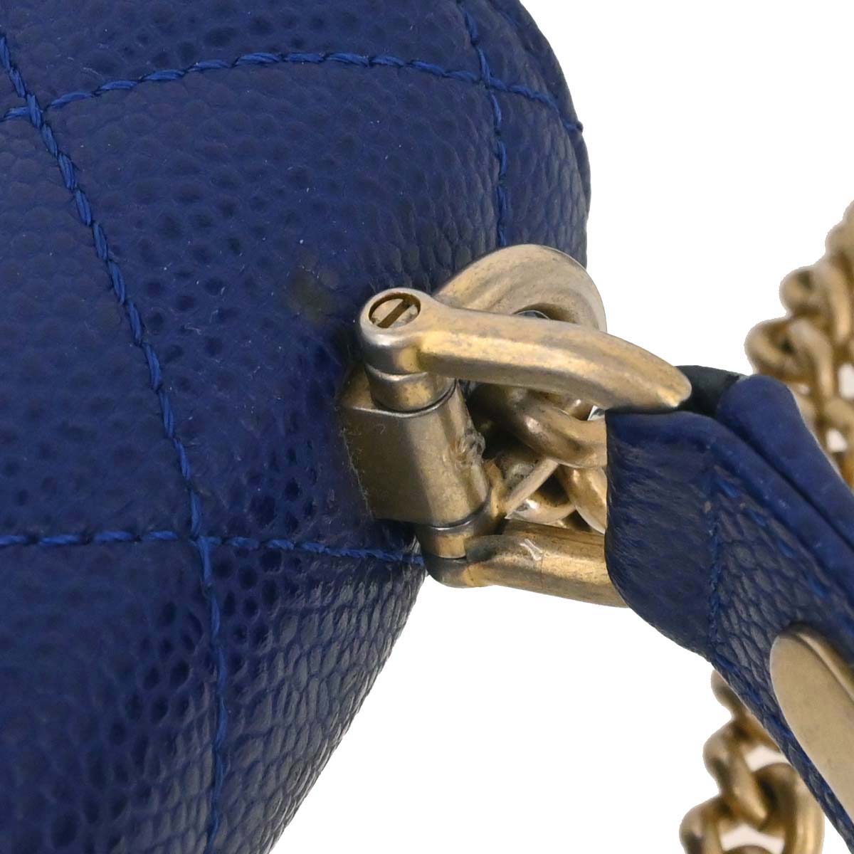 Chanel 2017-2018 Blue Caviar Skin Coco Handle 2way Shoulder Handbag