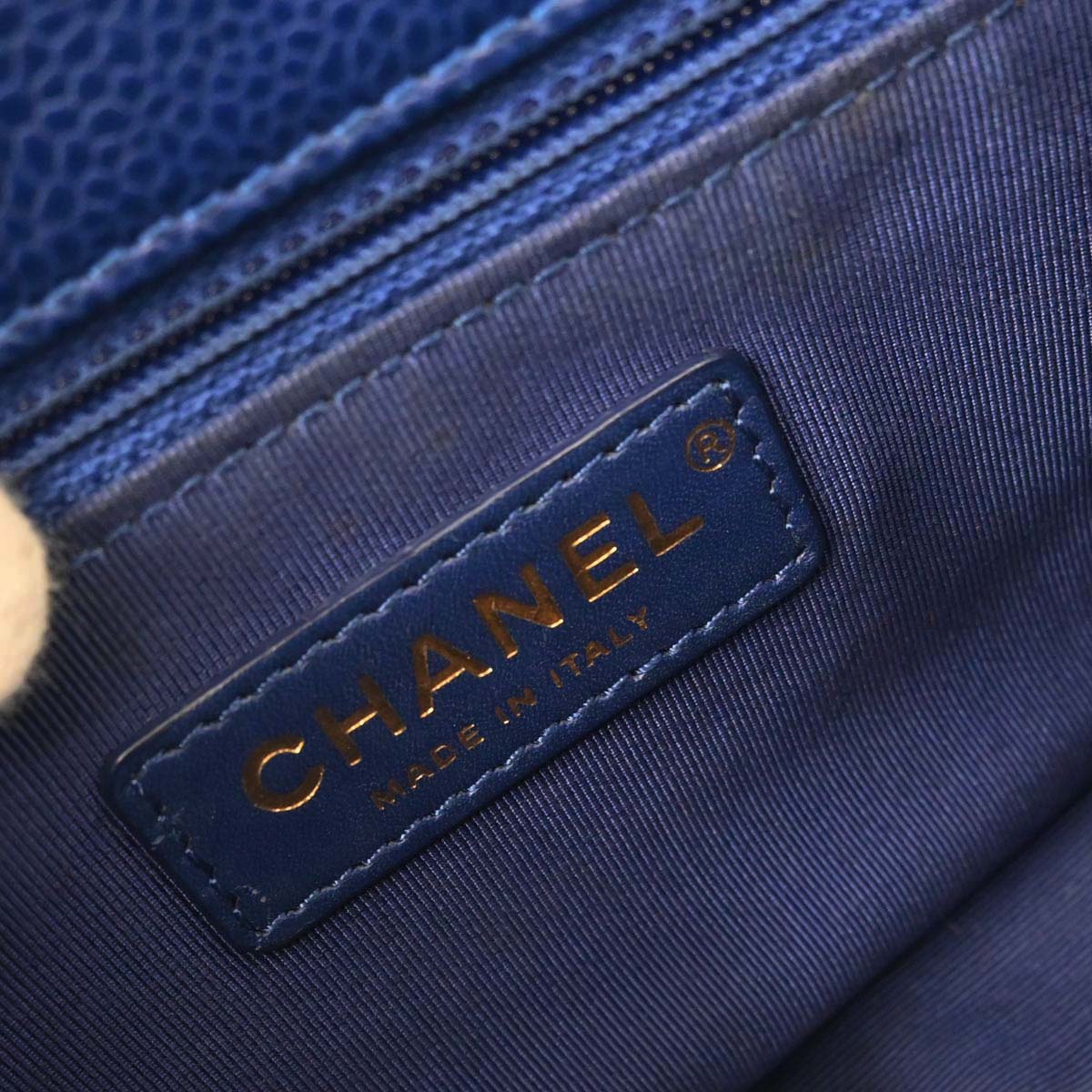 Chanel 2017-2018 Blue Caviar Skin Coco Handle 2way Shoulder Handbag