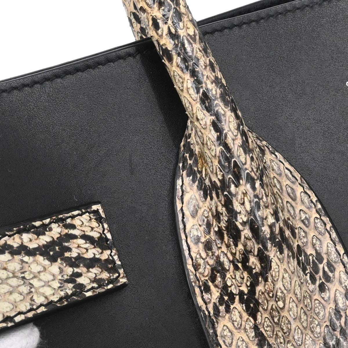 Saint Laurent * Black Python Sac de Jour 2way Shoulder Handbag