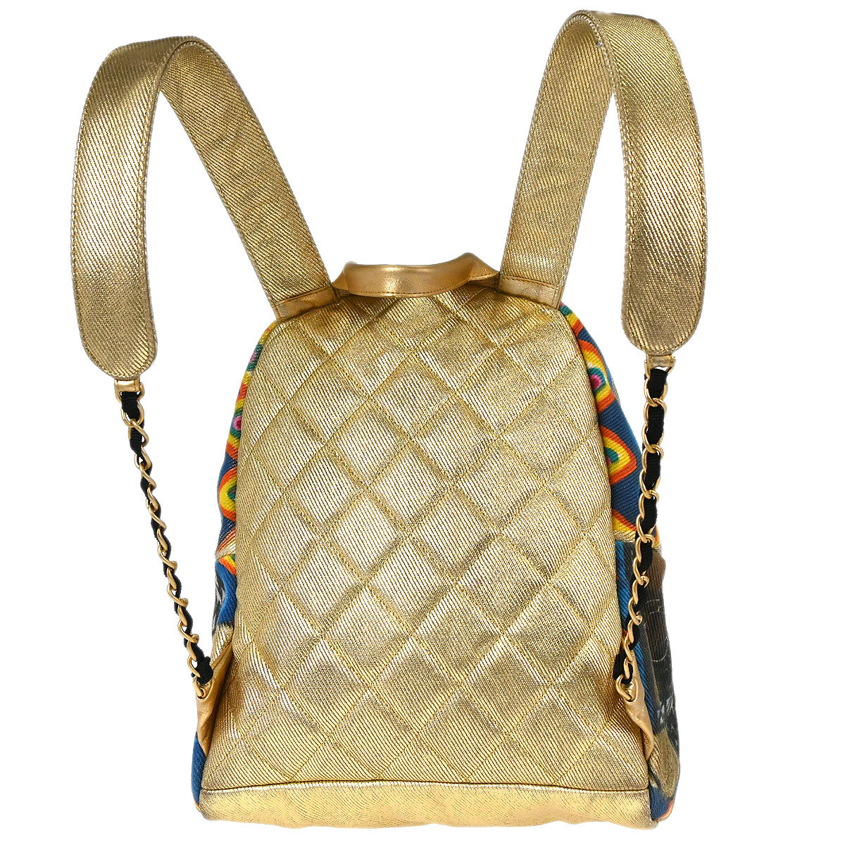 Chanel Gold Canvas Graffiti Street Spirit Backpack
