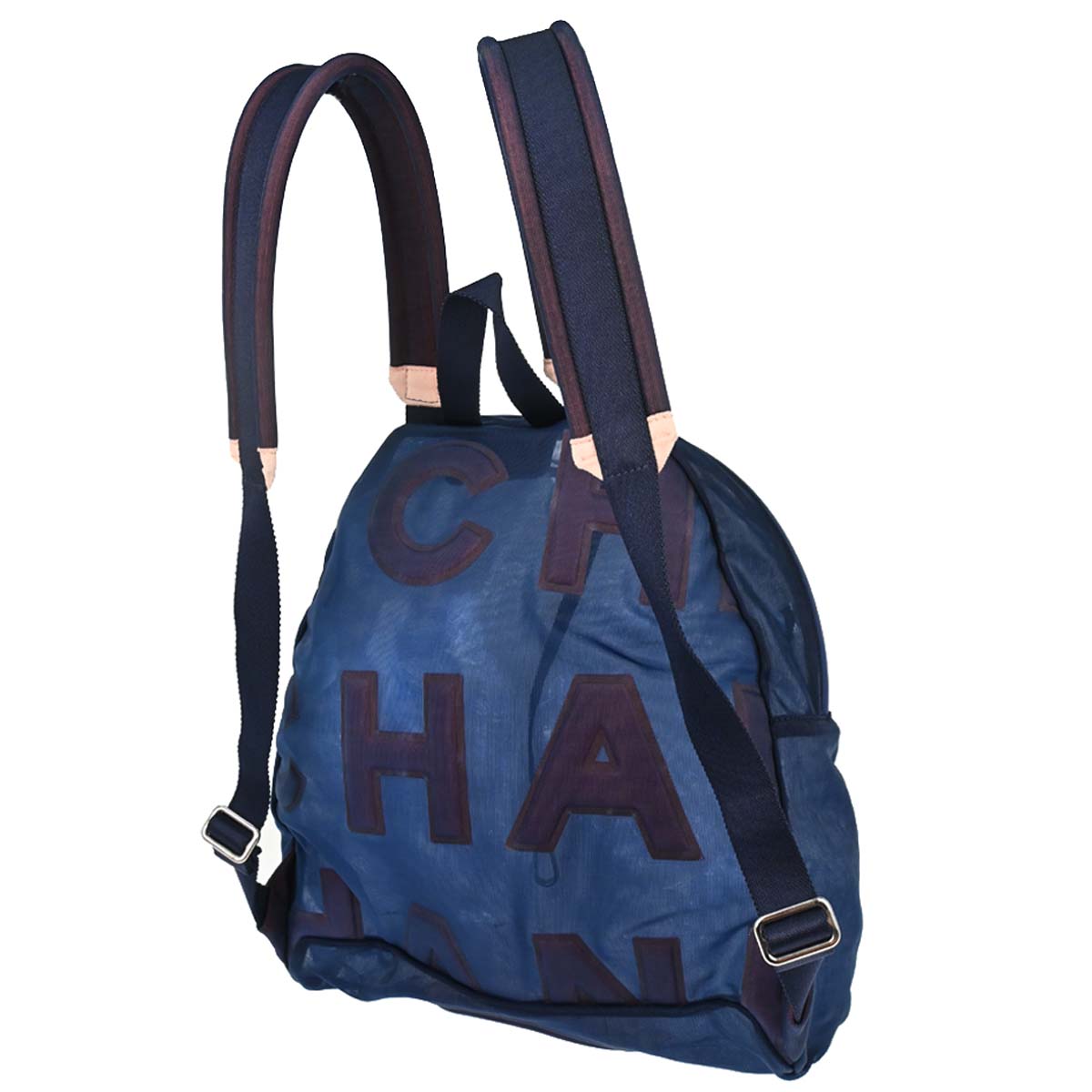 Chanel 2019 Blue Nylon Mesh Doudoune Logo Backpack