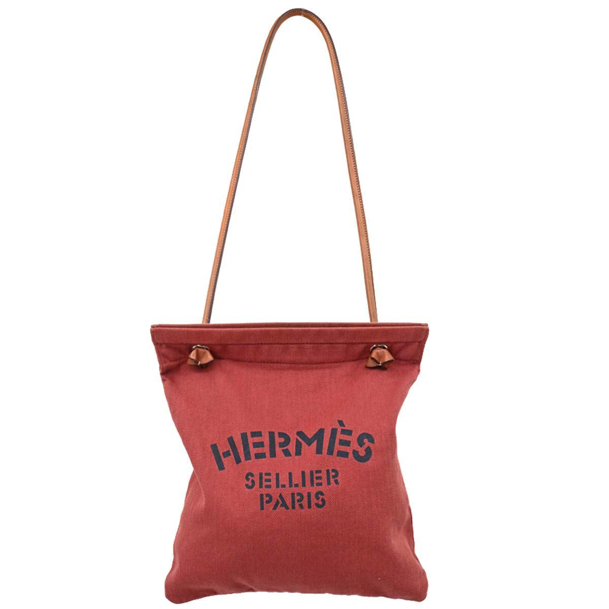 Hermes Rouge H Toile Chevrons Barenia Aline MM Shoulder Bag