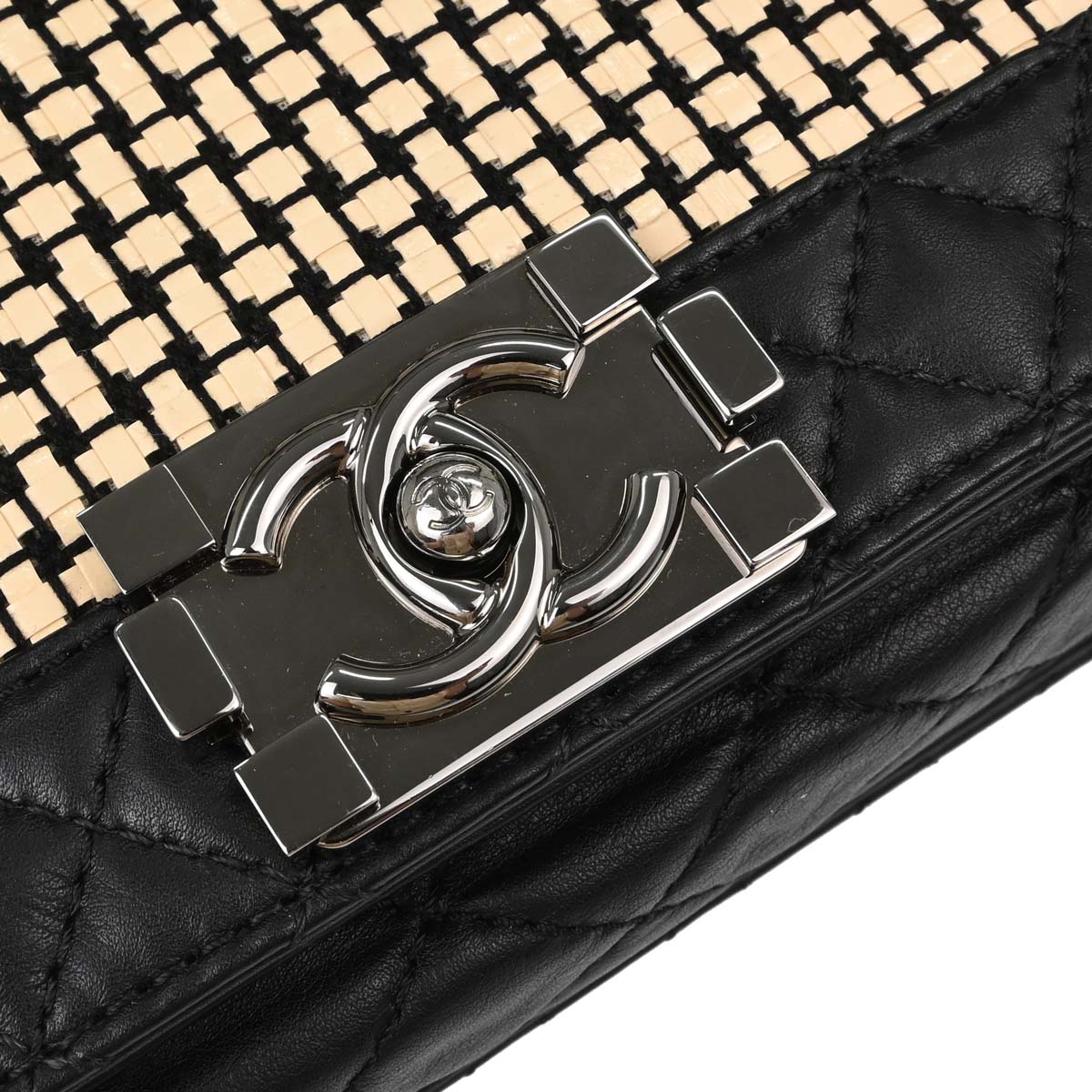 Boy Reverso Chanel Black Beige Lambskin Medium Shoulder Bag