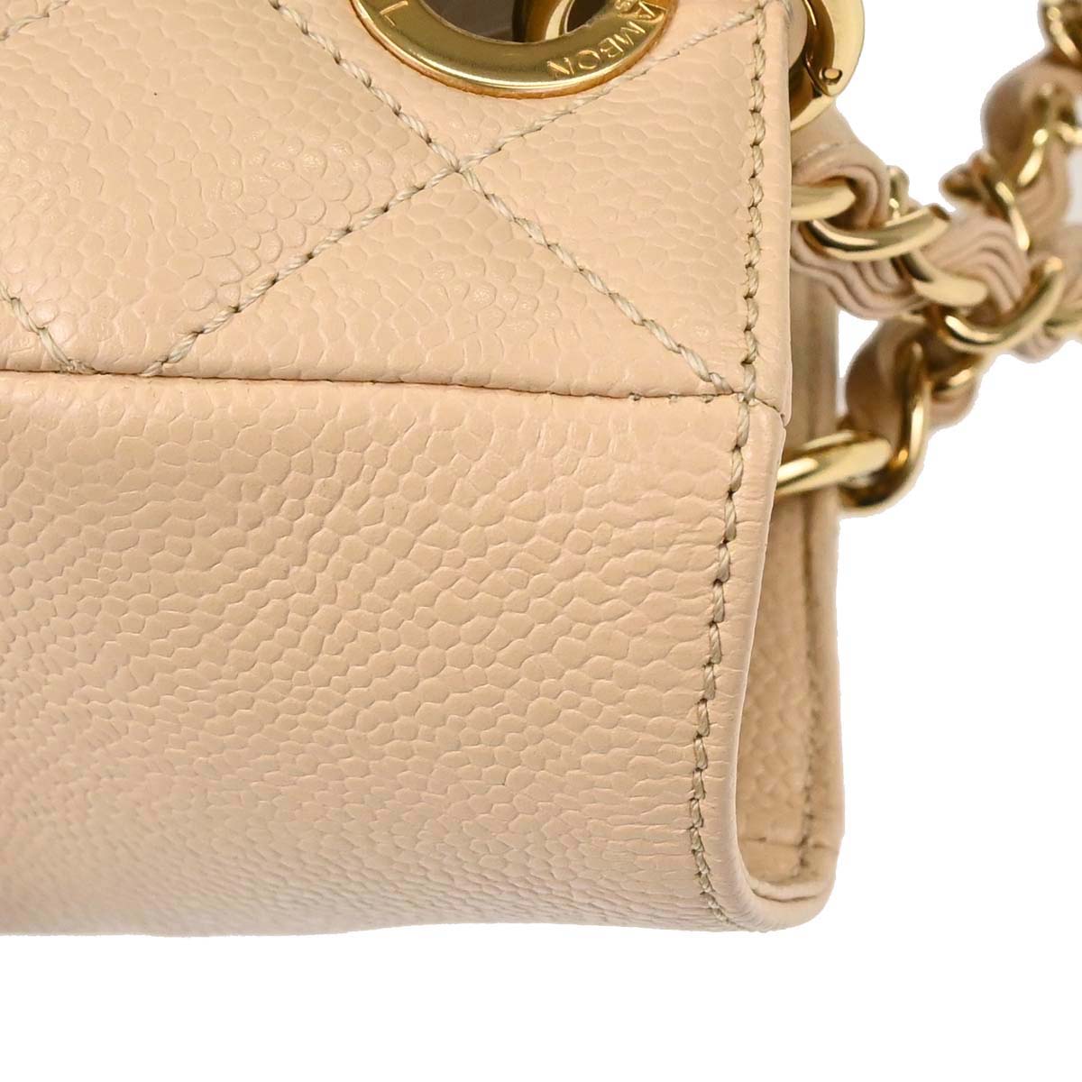 Chanel Beige Caviar Skin Petite Shopping Tote PST Chain Handbag
