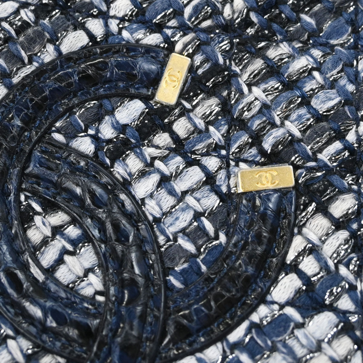 Chanel * 2018 Navy Tweed Python CC Filigree 2way Shoulder Vanity Handbag