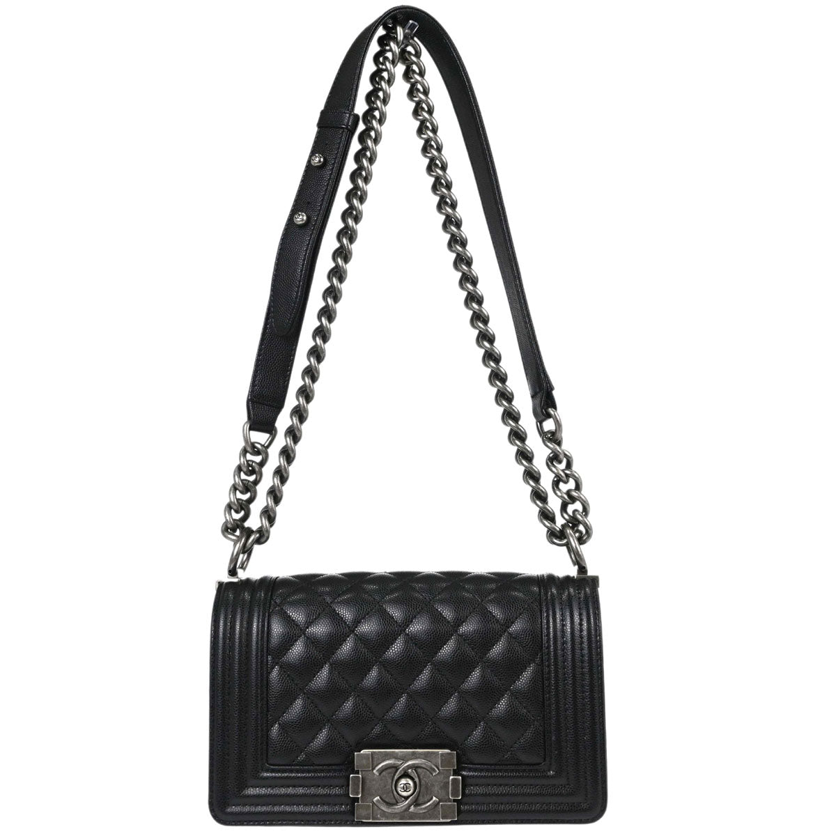 Boy Chanel 2019 Black Caviar Skin Small Chain Shoulder Bag
