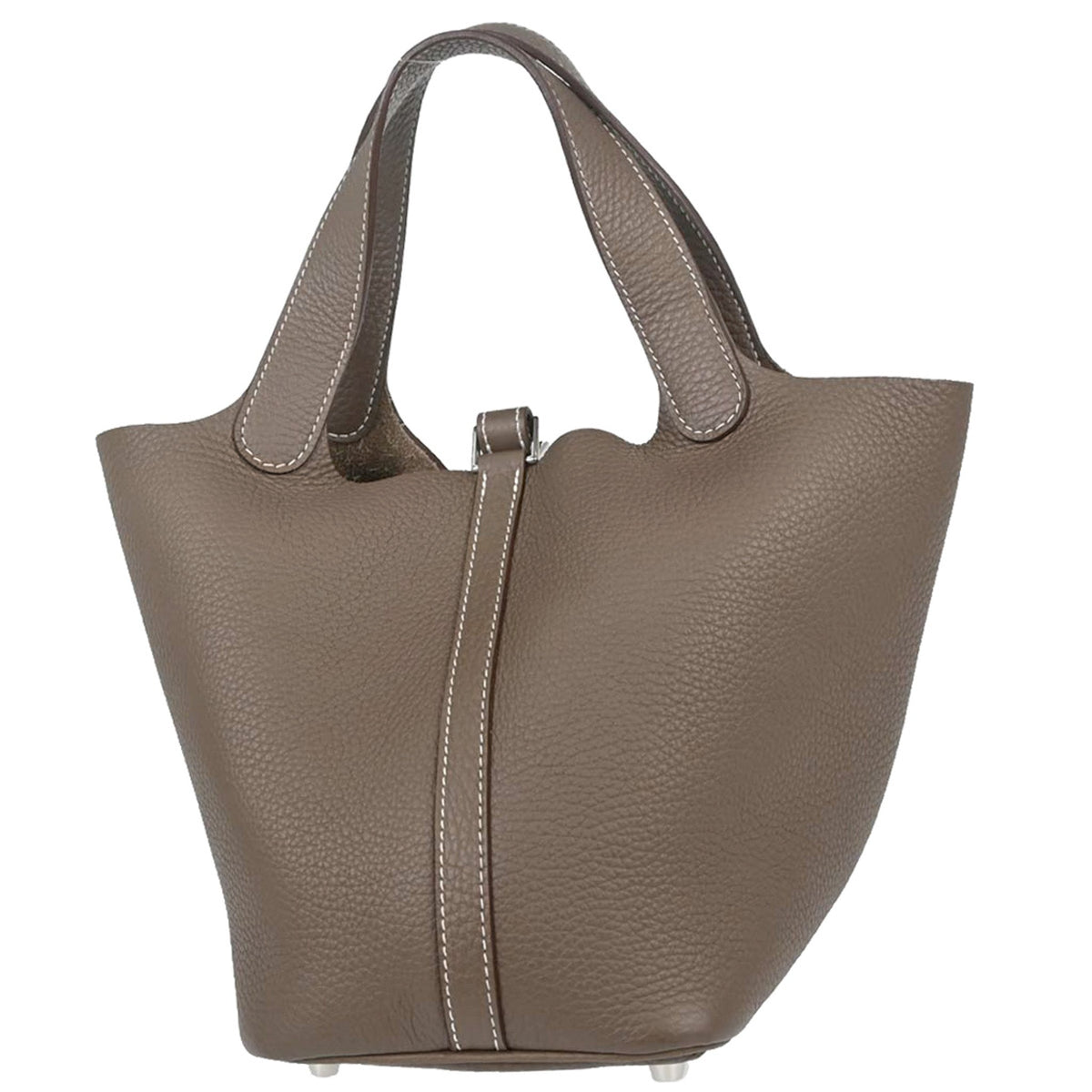 Hermes Etoupe Gray Taurillon Clemence Picotin Lock 18 PM Handbag