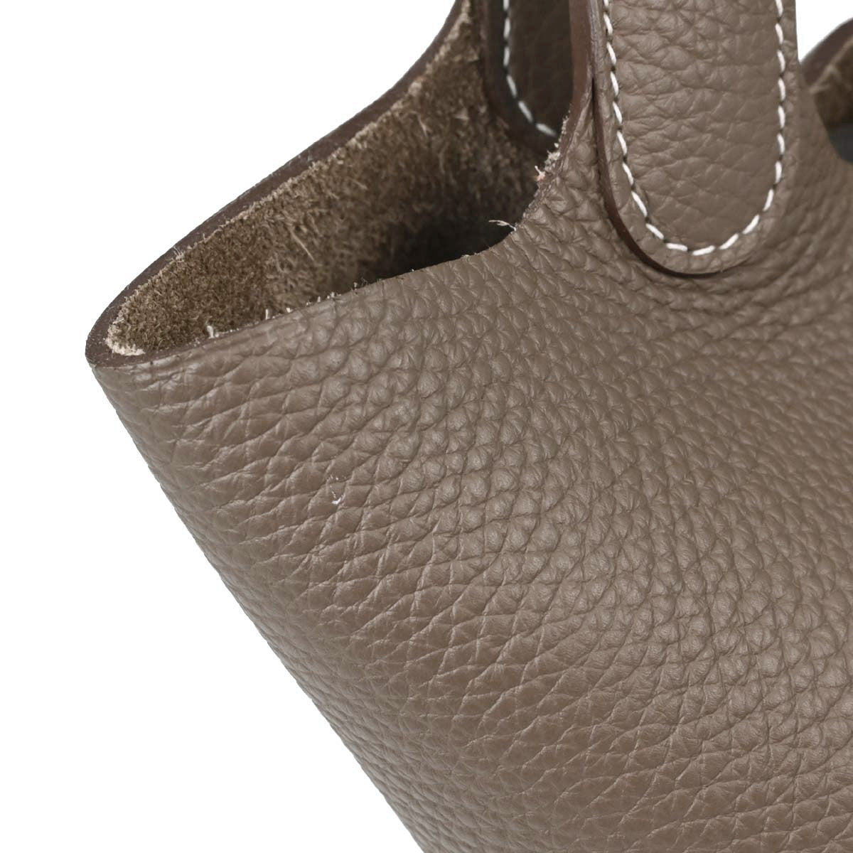 Hermes Etoupe Gray Taurillon Clemence Picotin Lock 18 PM Handbag
