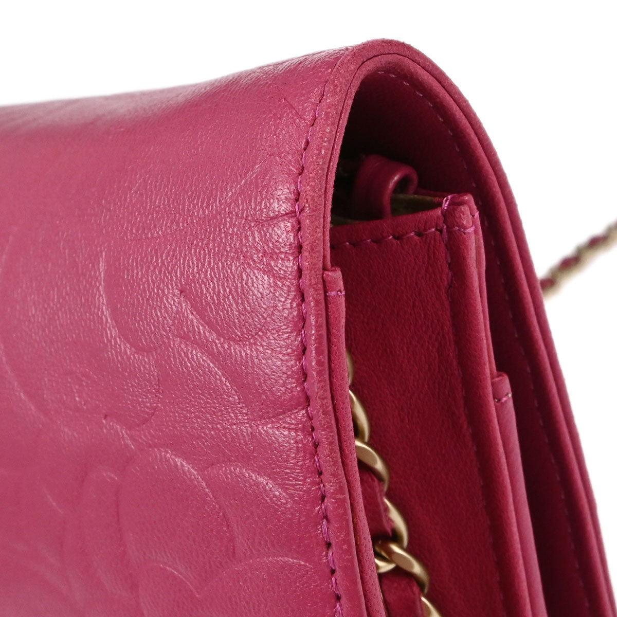 Chanel Pink Lambskin Camellia WOC Wallet on Chain Bag