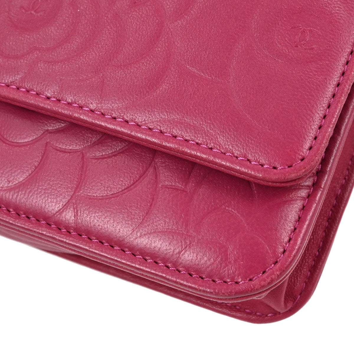 Chanel Pink Lambskin Camellia WOC Wallet on Chain Bag