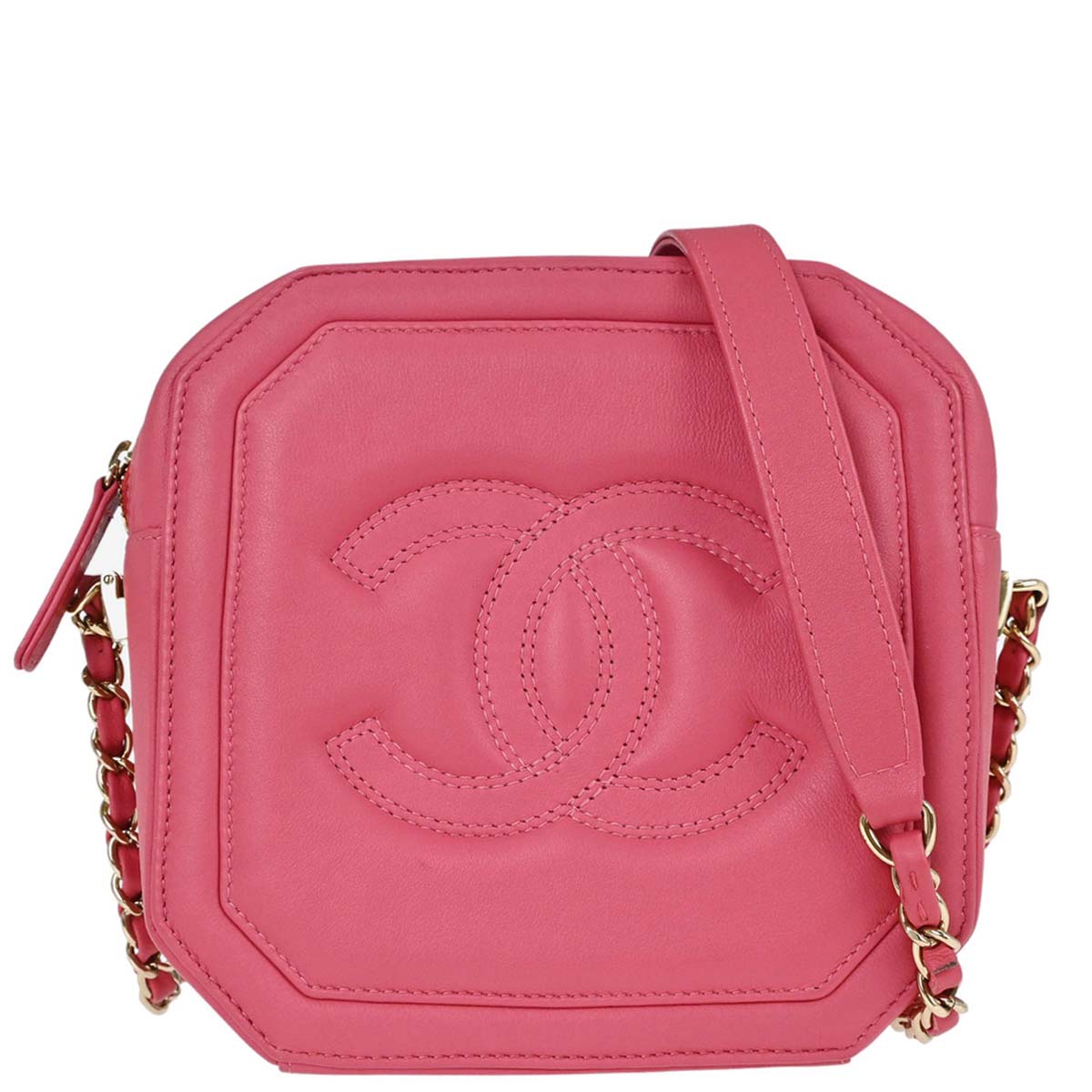 Chanel Pink Lambskin CC Octagon Camera Bag