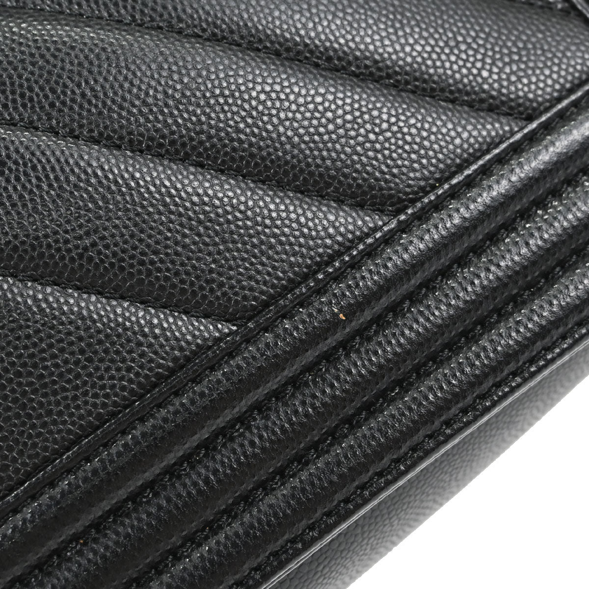 Boy Chanel 2017-2018 Black Caviar Skin Chevron Medium Shoulder Bag