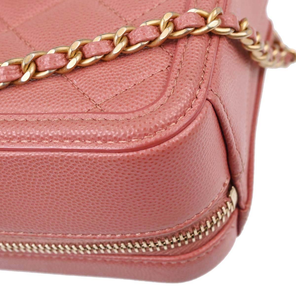 Chanel Pink Caviar Skin CC Filigree 2way Shoulder Vanity Handbag