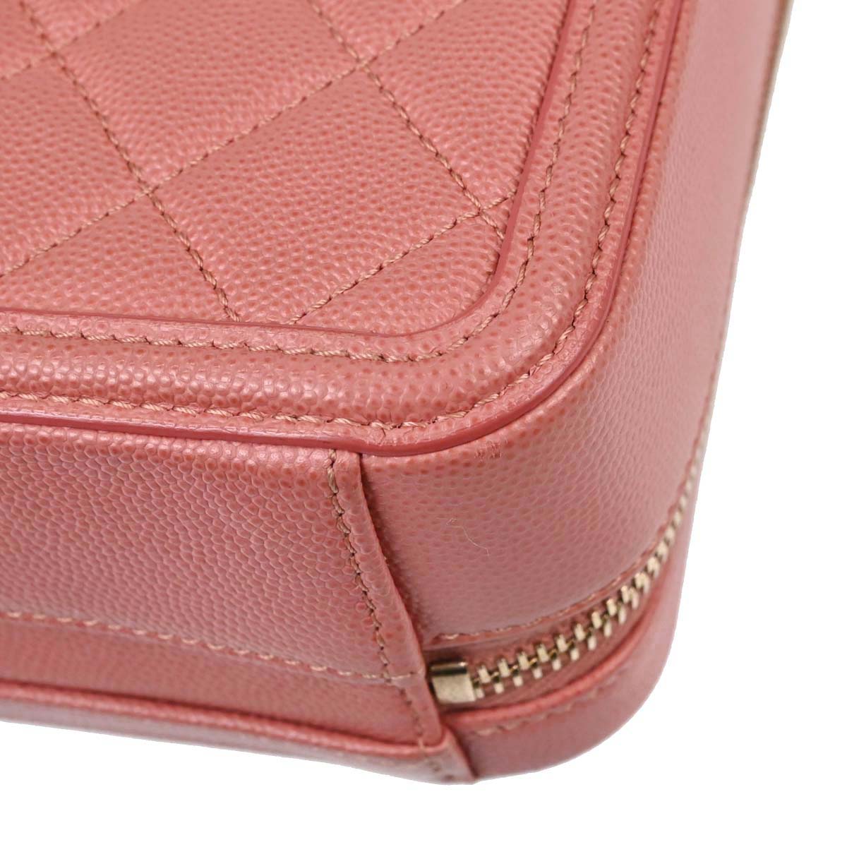 Chanel Pink Caviar Skin CC Filigree 2way Shoulder Vanity Handbag