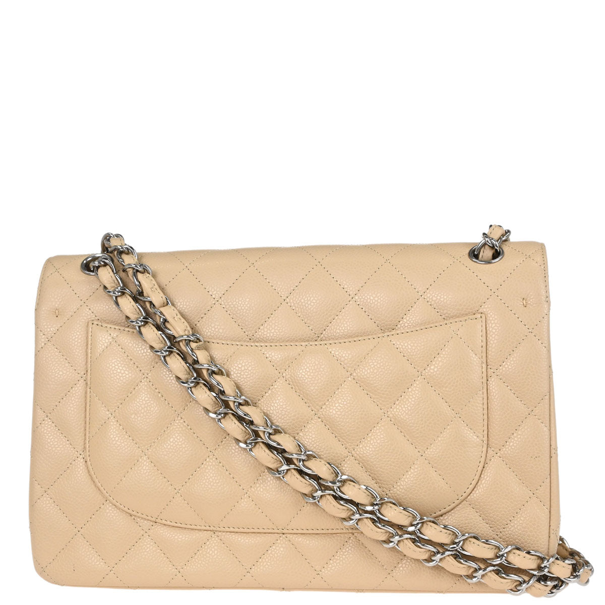 Chanel 2012 Beige Caviar Skin Jumbo Classic Double Flap Shoulder Bag